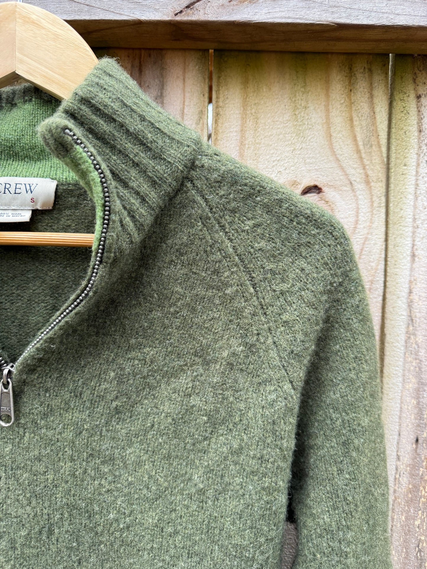 Vintage J.Crew Forest Green Wool Half-Zip Mock Neck Sweater Pullover