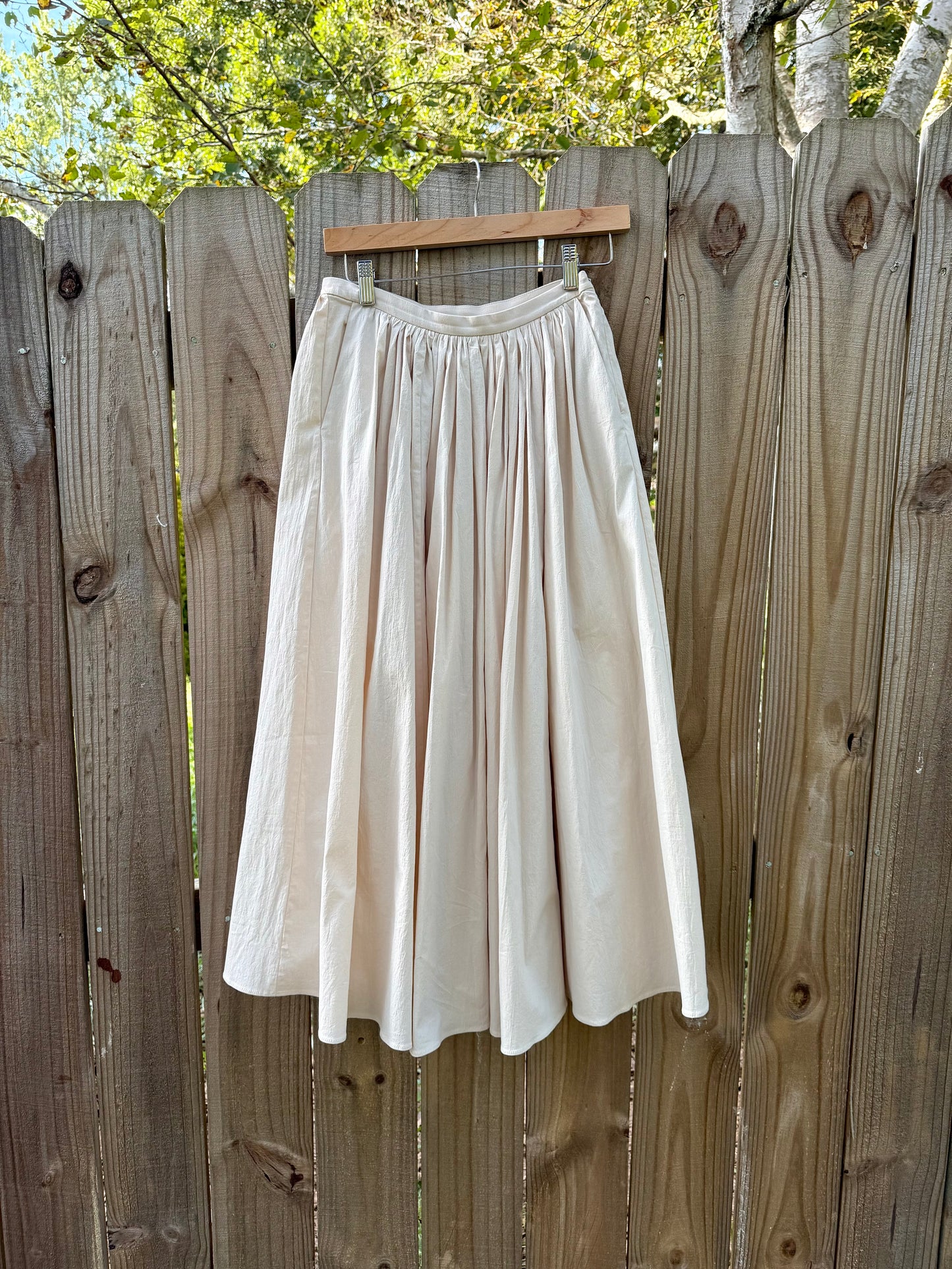 Ivory Textured Pleated Full Maxi Skirt
