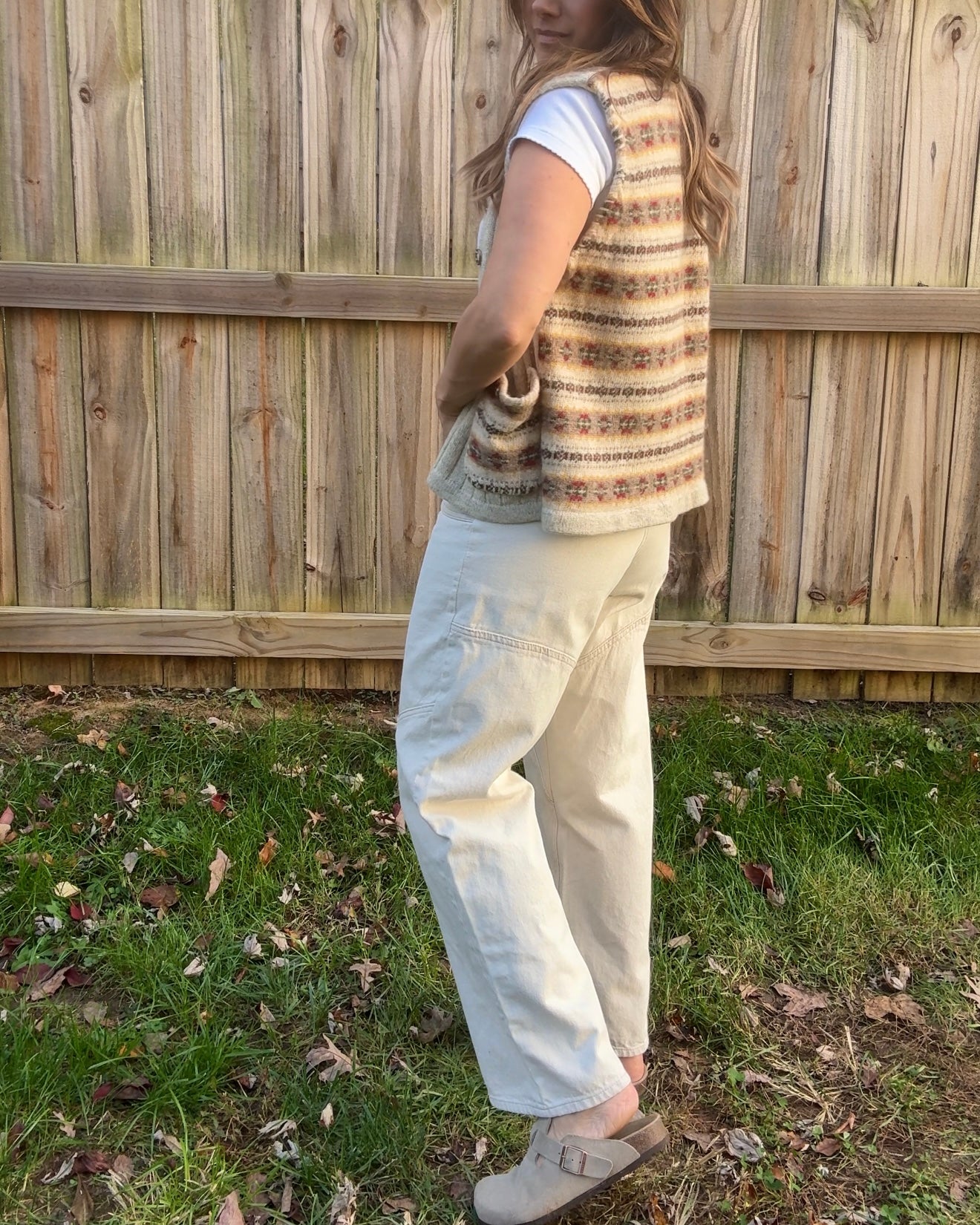 Vintage Eddie Bauer Wool Fair Isle Vest Shetland Knit Made in Hong Kong