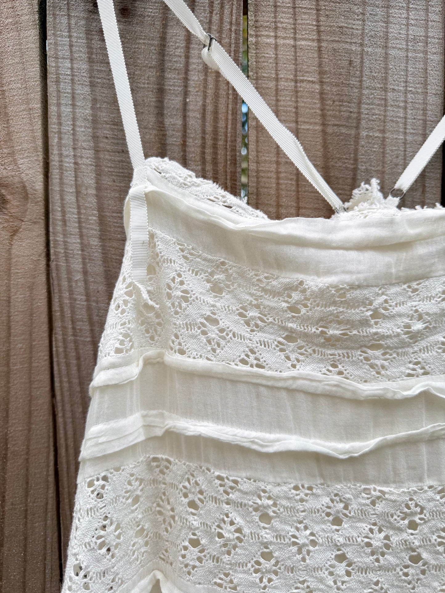 Free People Ivory Lace & Cotton Mini Dress