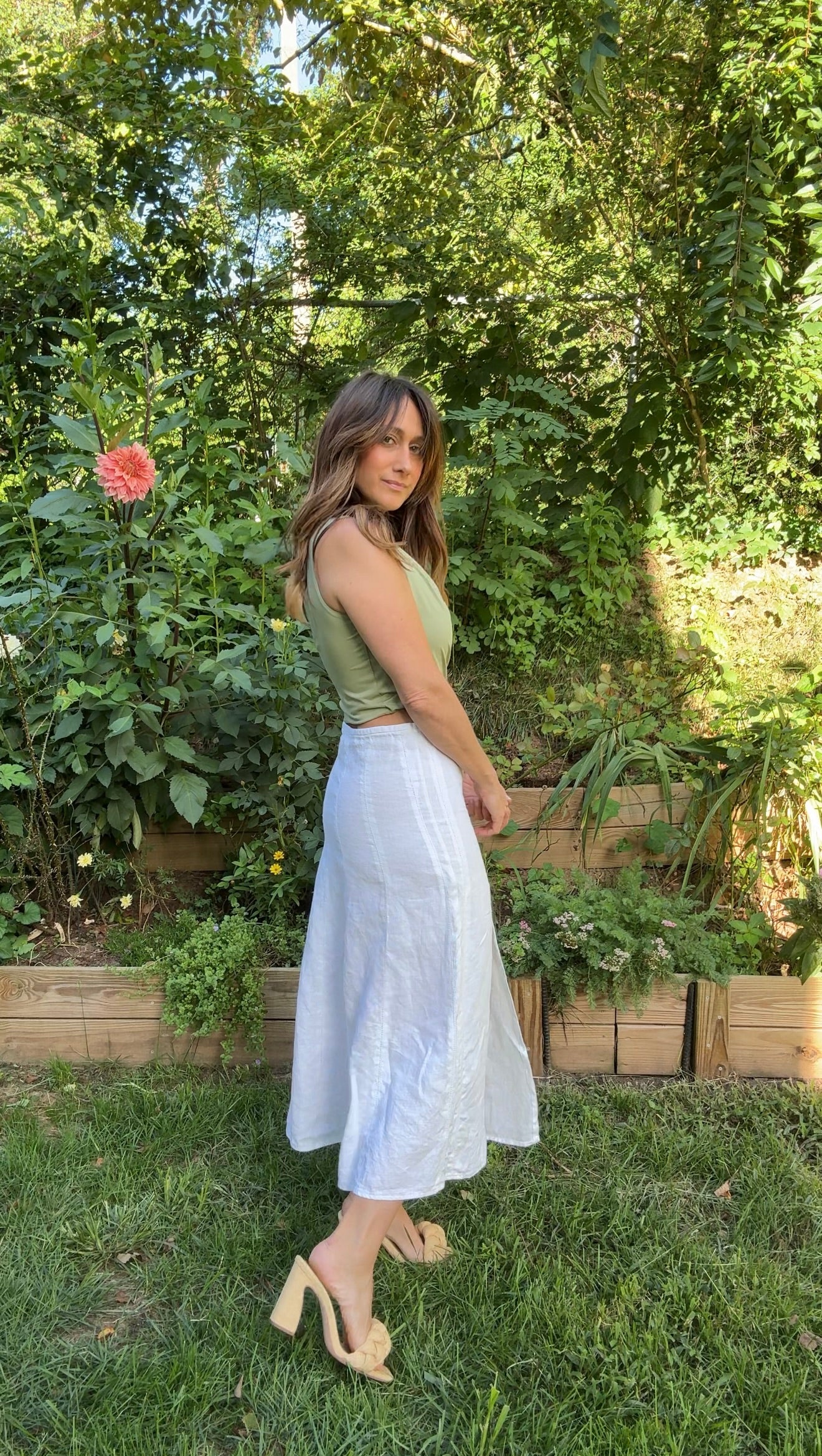 Reworked French Linen Midi Skirt — Sunday Honey Original