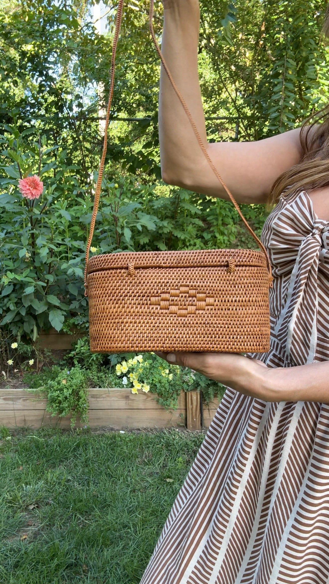 Rattan Crossbody Box Bag