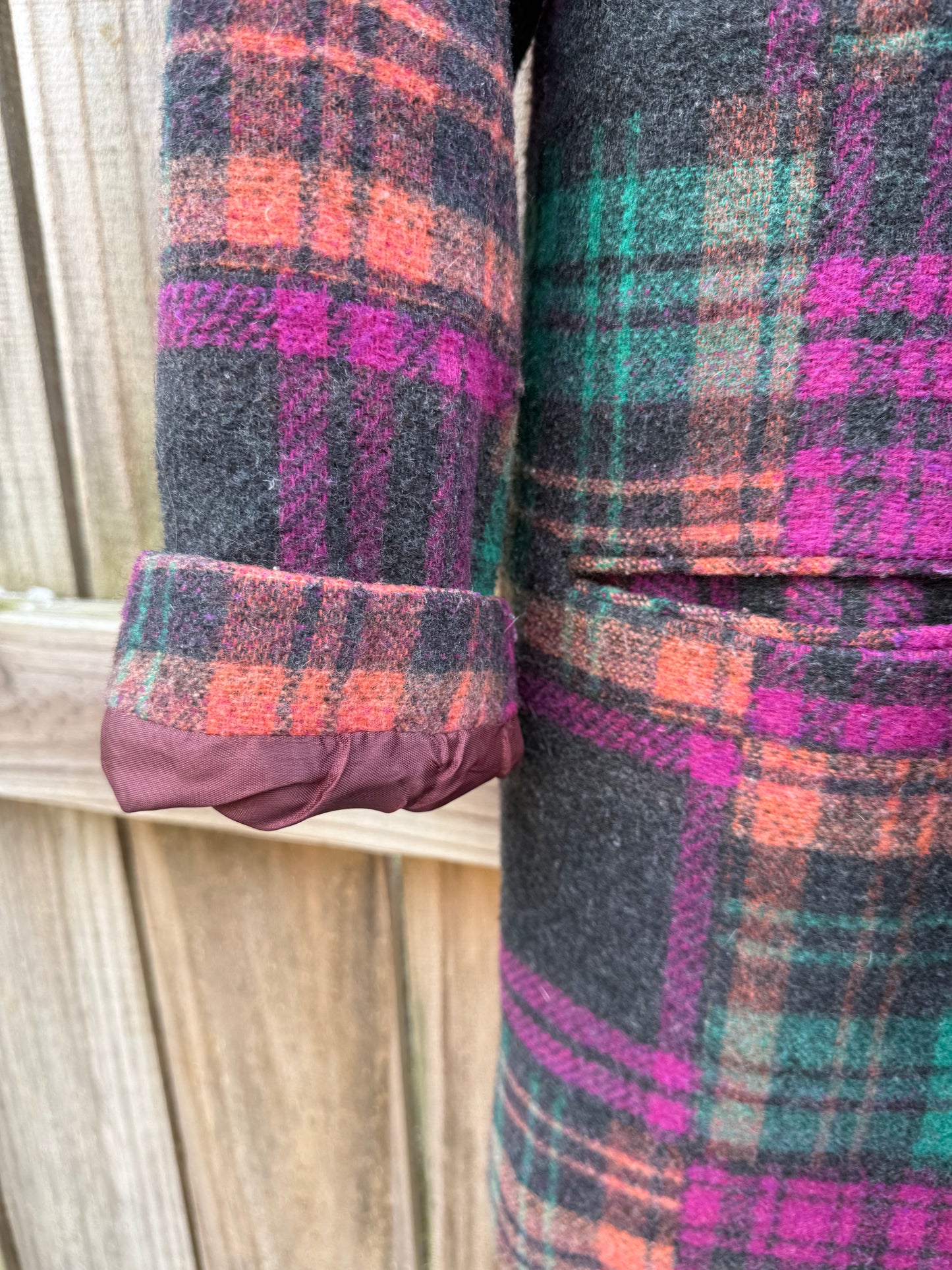 Vintage Michael Lewis Plaid Wool Coat