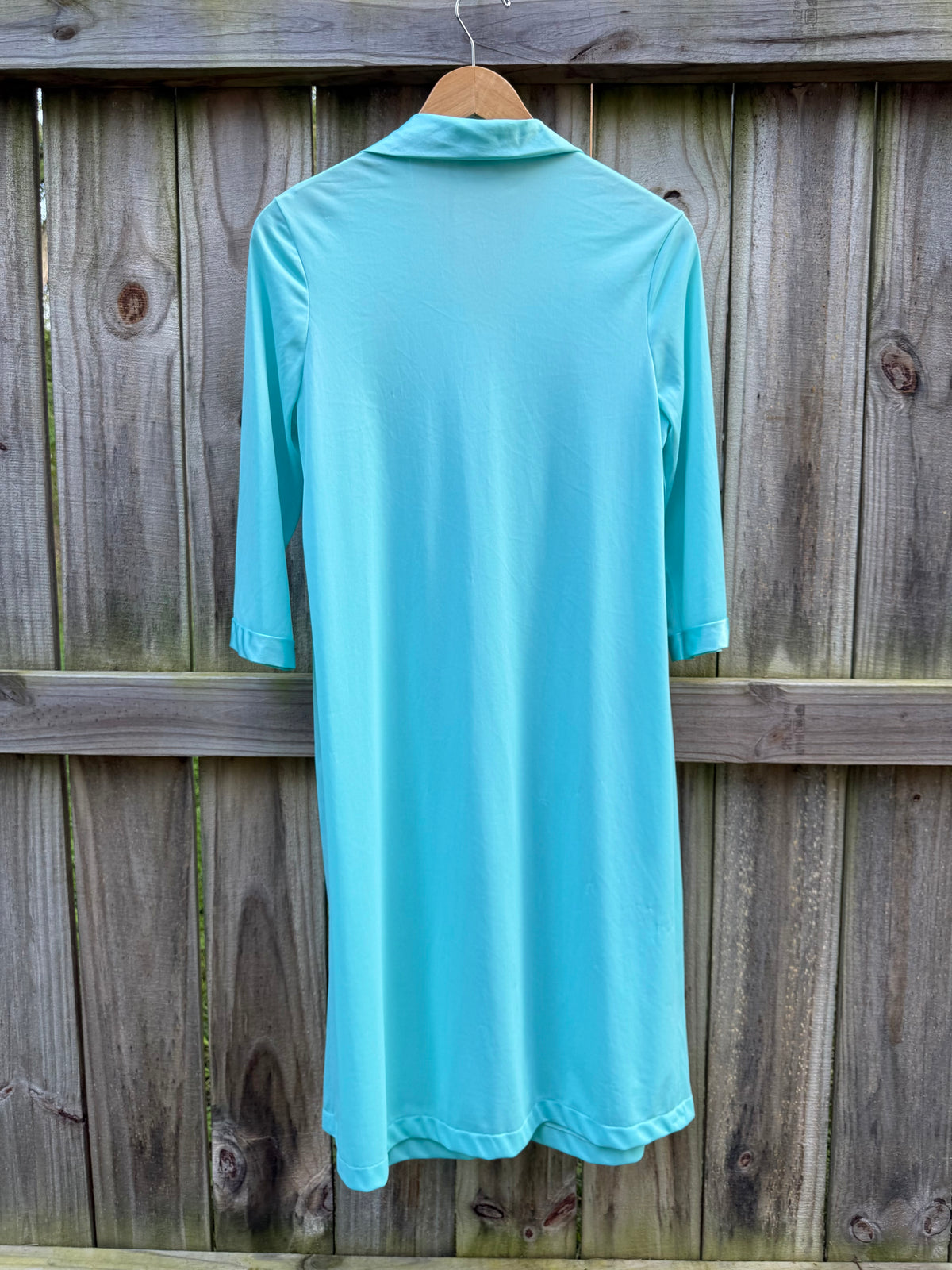 Vintage Tiffany Blue Lace Trim House Dress / Retro Sleepwear