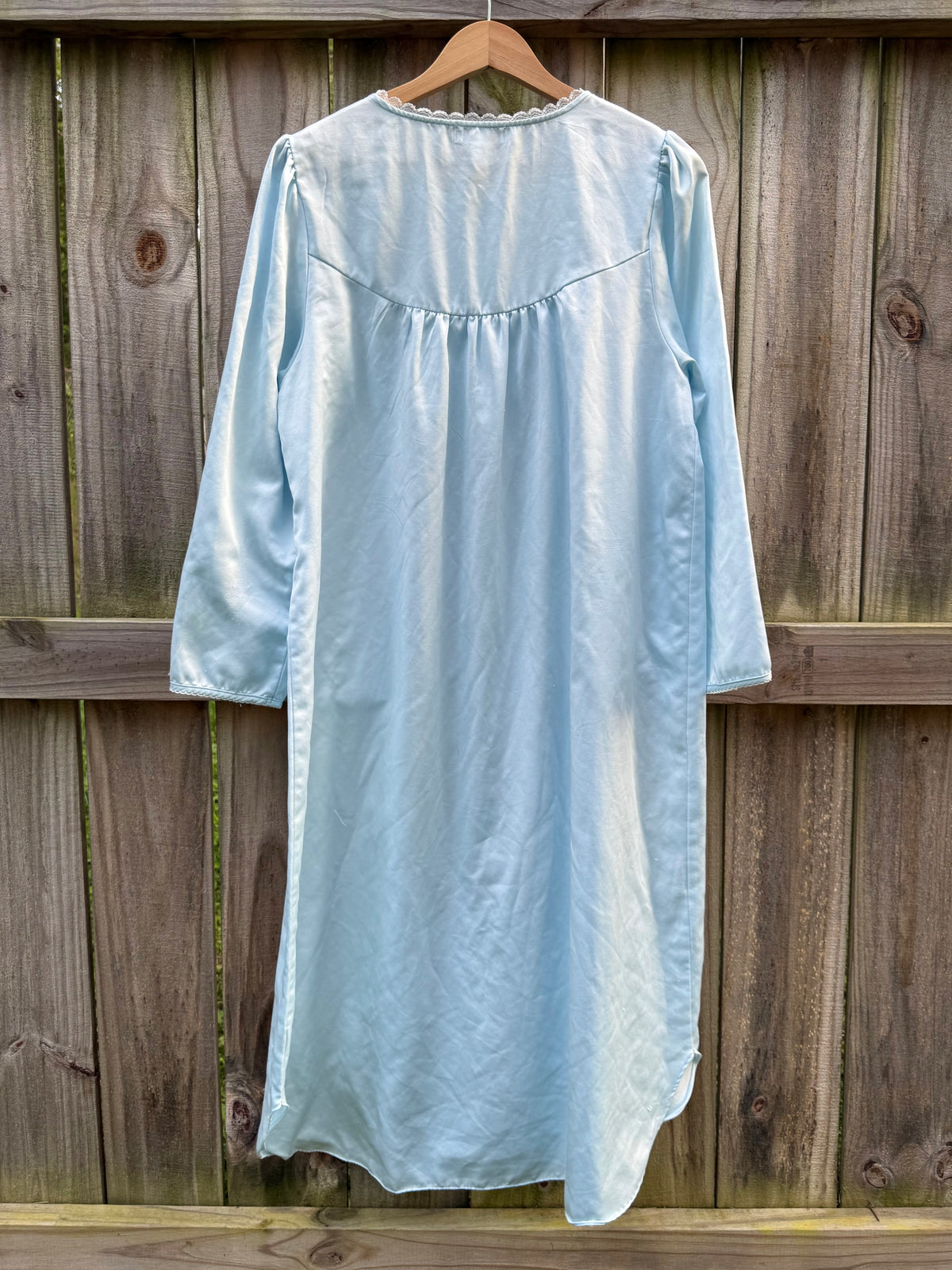 90s Miss Elaine Powder Blue Embroidered Nightgown