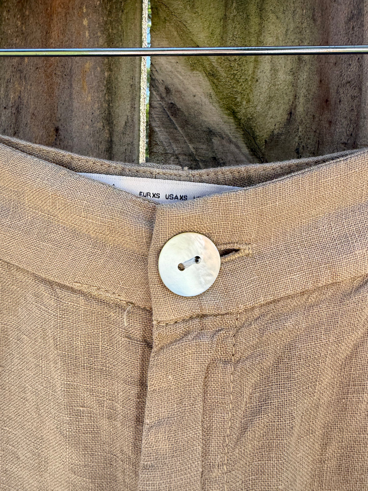 Zara 100% Linen Wide-Leg Trousers — Sand