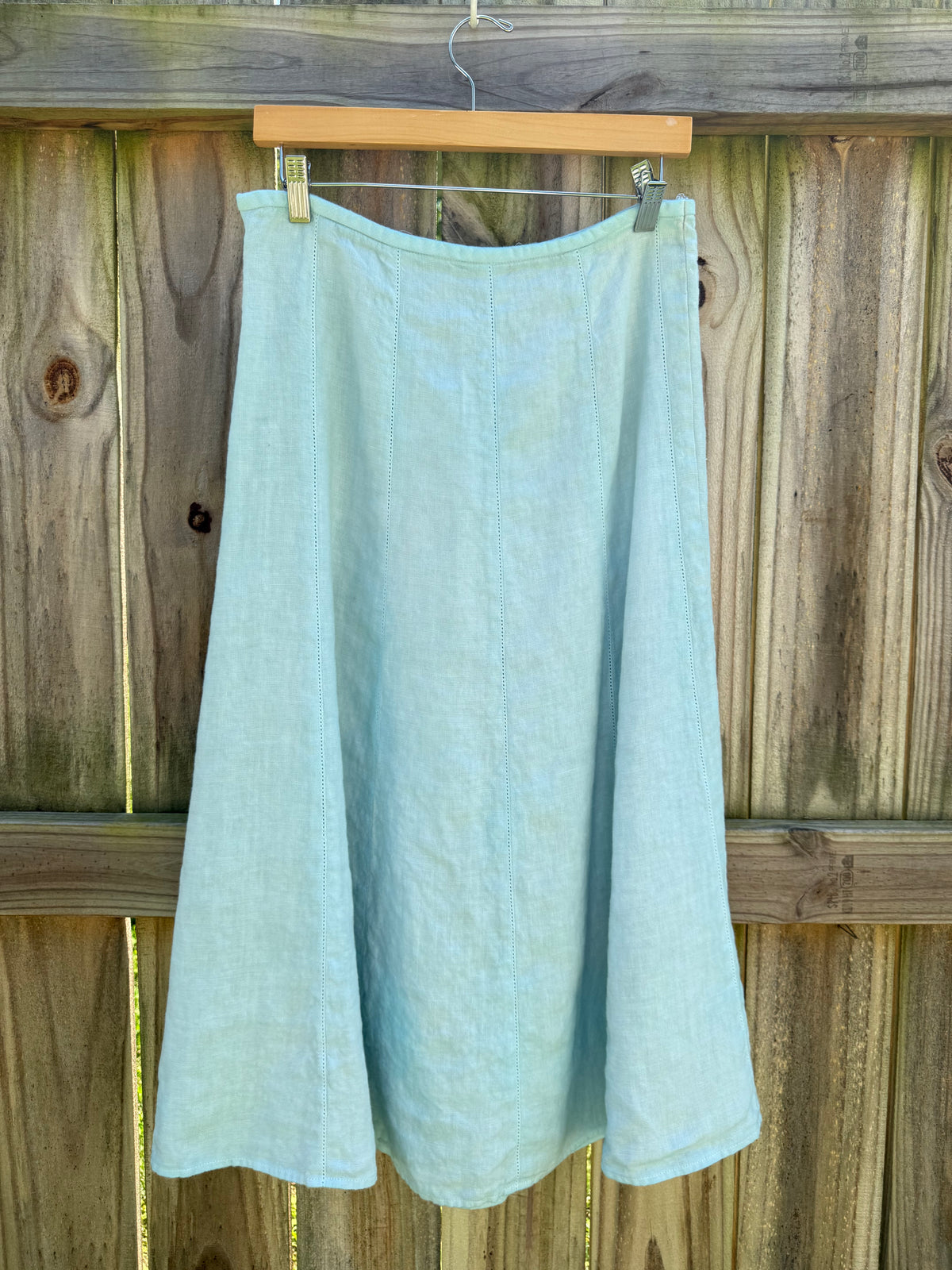 Reworked & Hand Dyed Sea Glass Linen Midi Skirt | Coastal Mermaidcore