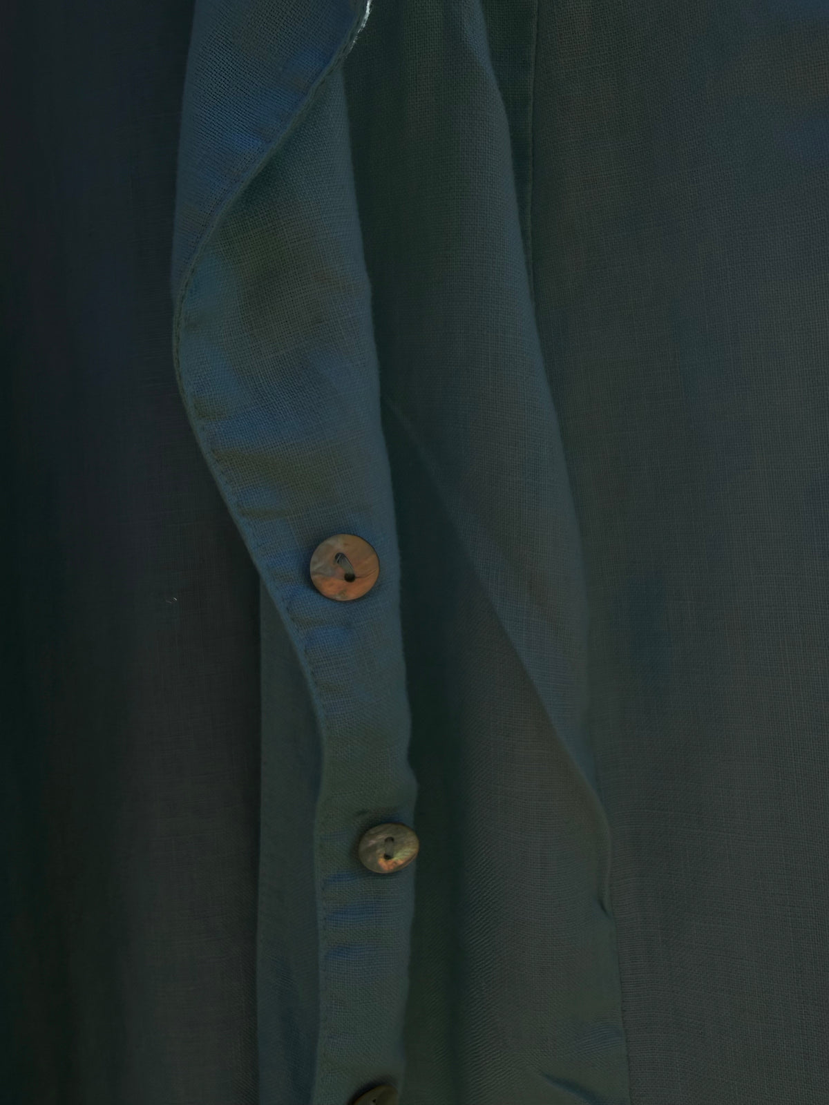 Hand Dyed | Vintage Worthington Linen Sleeveless Button Down | Coastal Aqua Vest Top