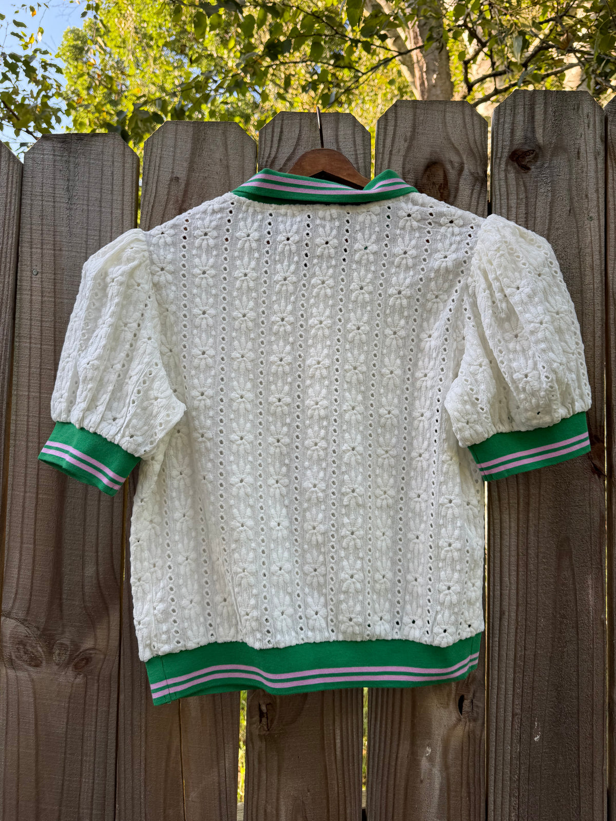 Maeve Eyelet Polo Top