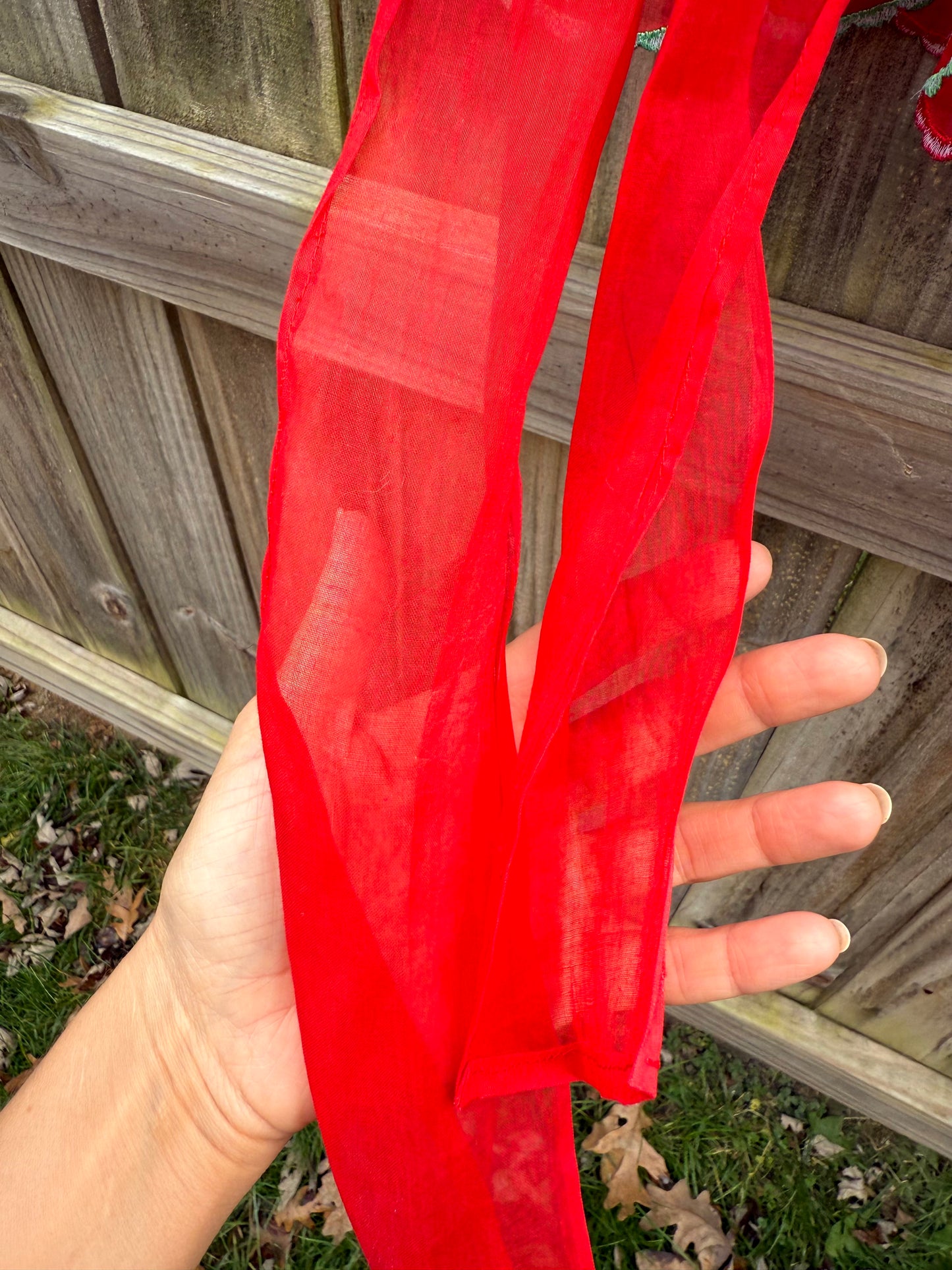 Vintage Red Holly Embroidered Apron