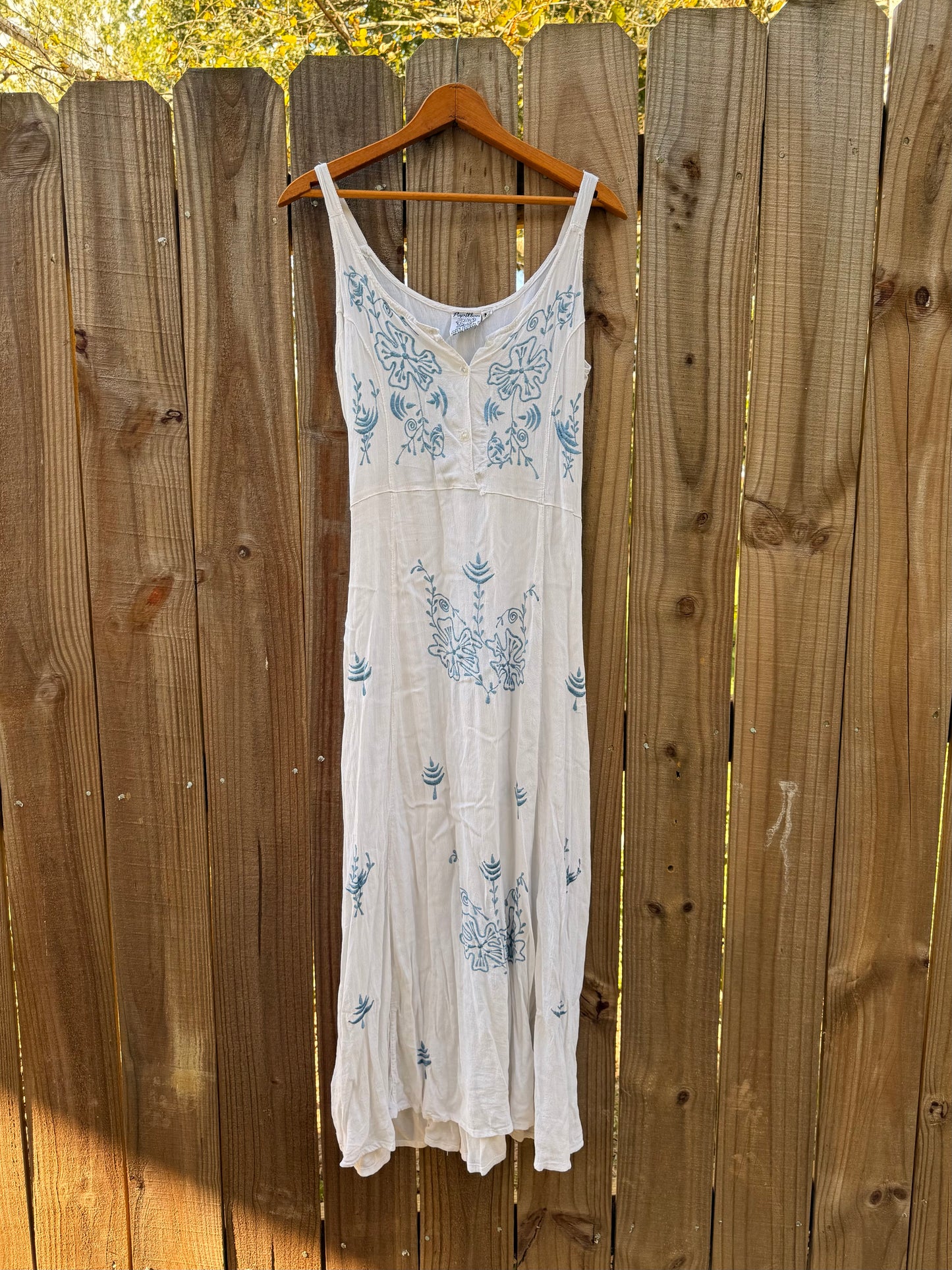 Y2K Coastal Cowboy White Embroidered Maxi Dress