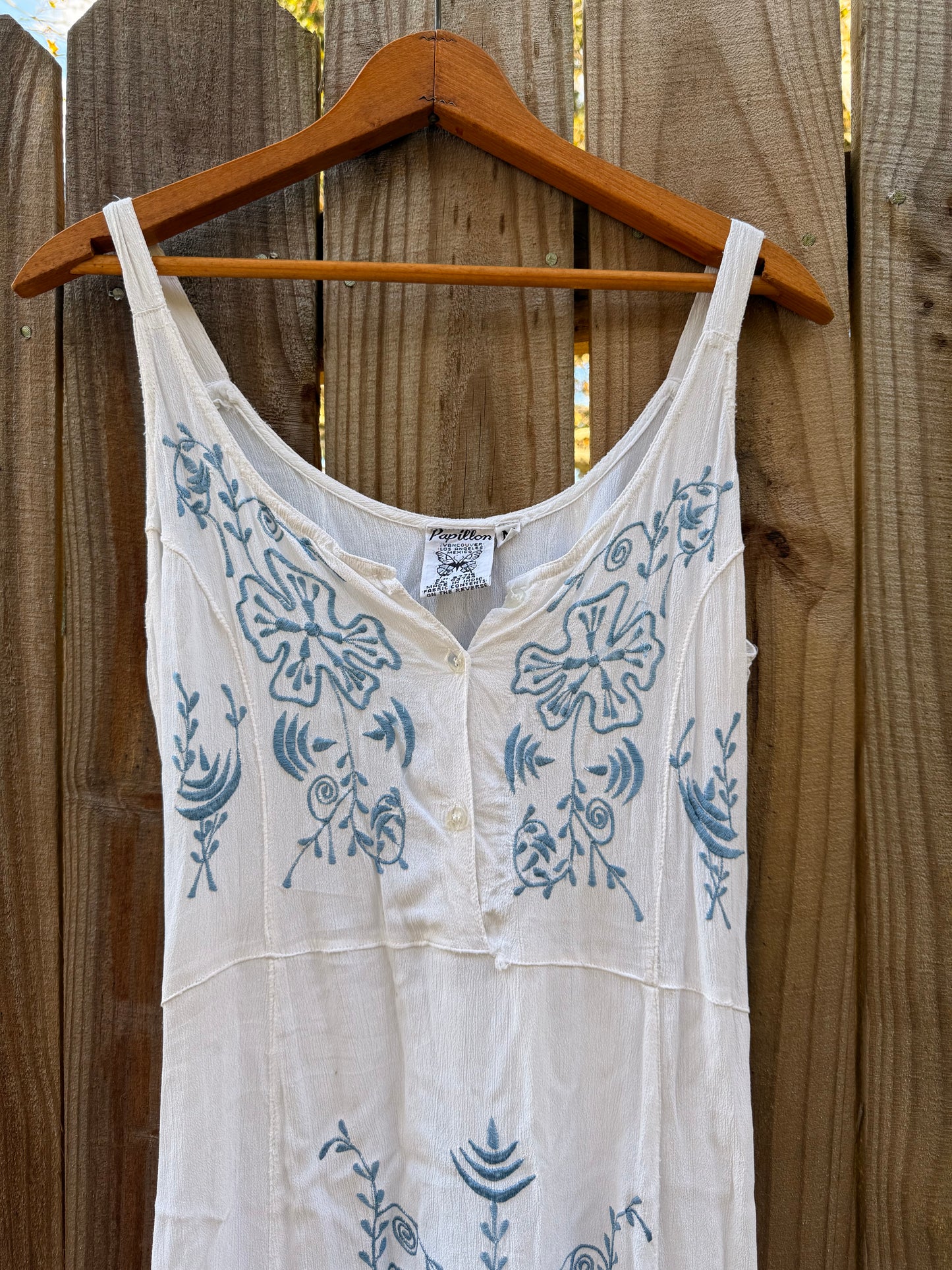 Y2K Coastal Cowboy White Embroidered Maxi Dress