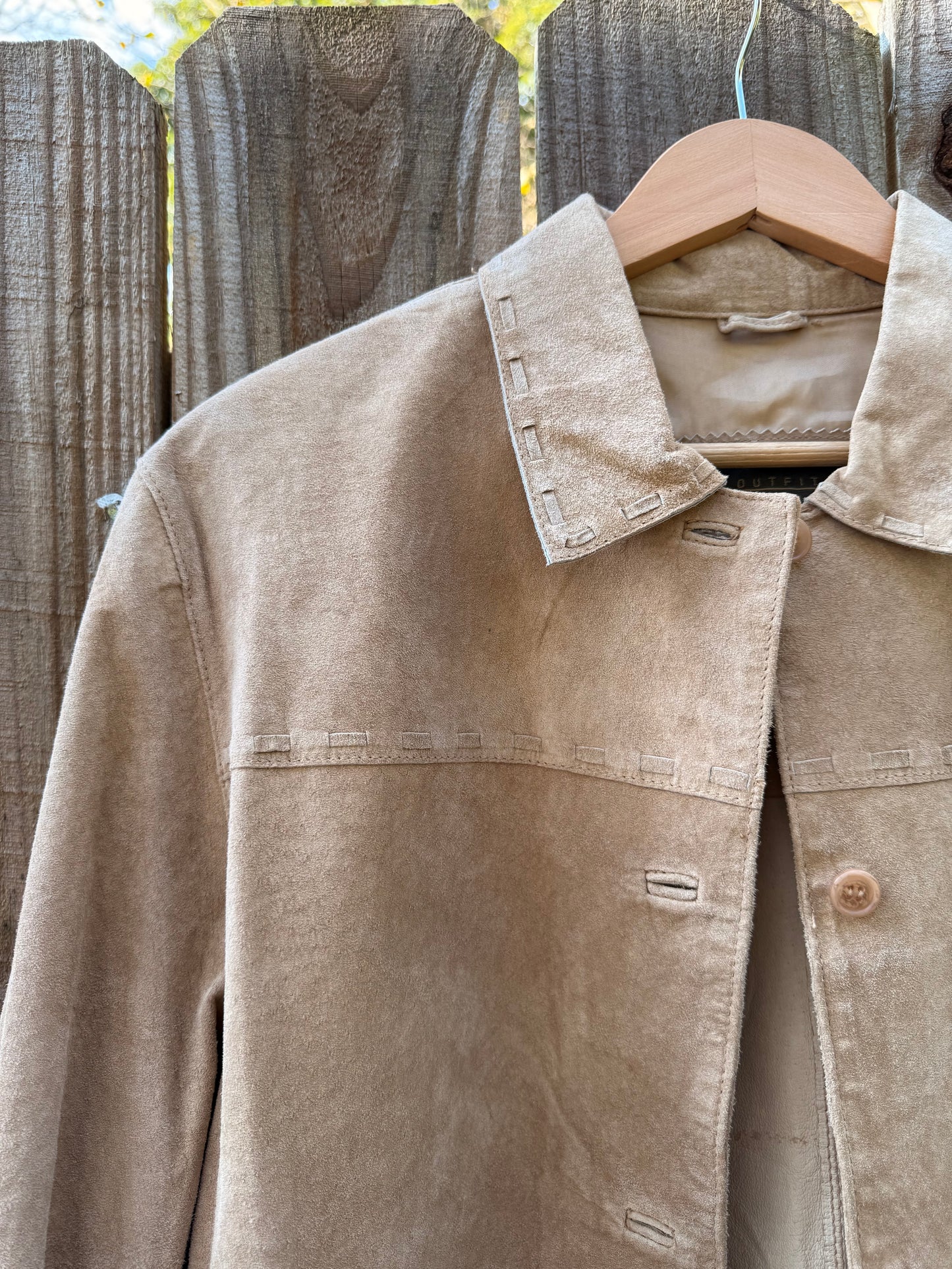 Vintage Suede Shirt-Jacket / 90s Minimalist / Ralph Lauren Style Western Blazer