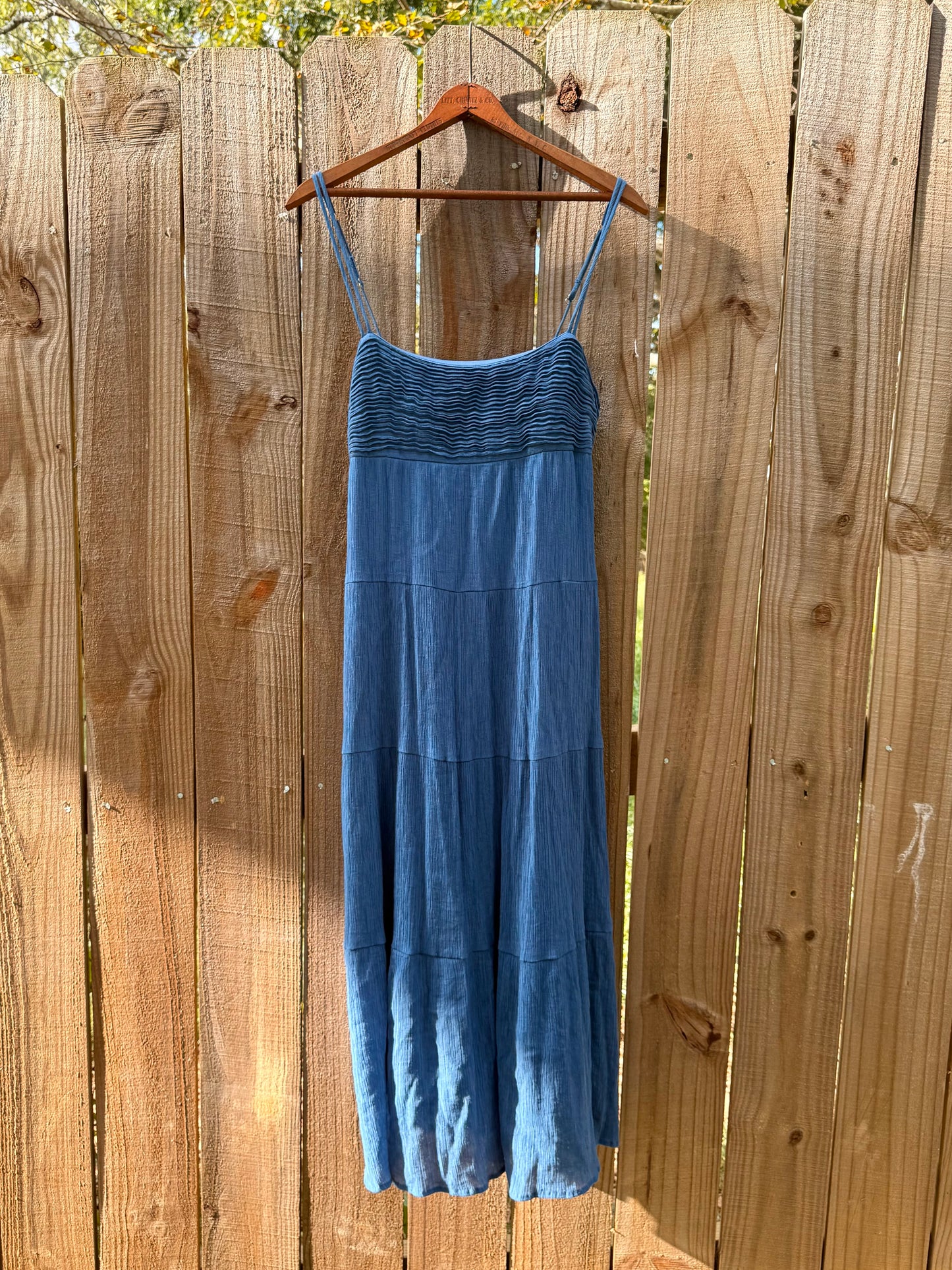 Strappy Shirred Maxi Dress – Deep Sky Blue