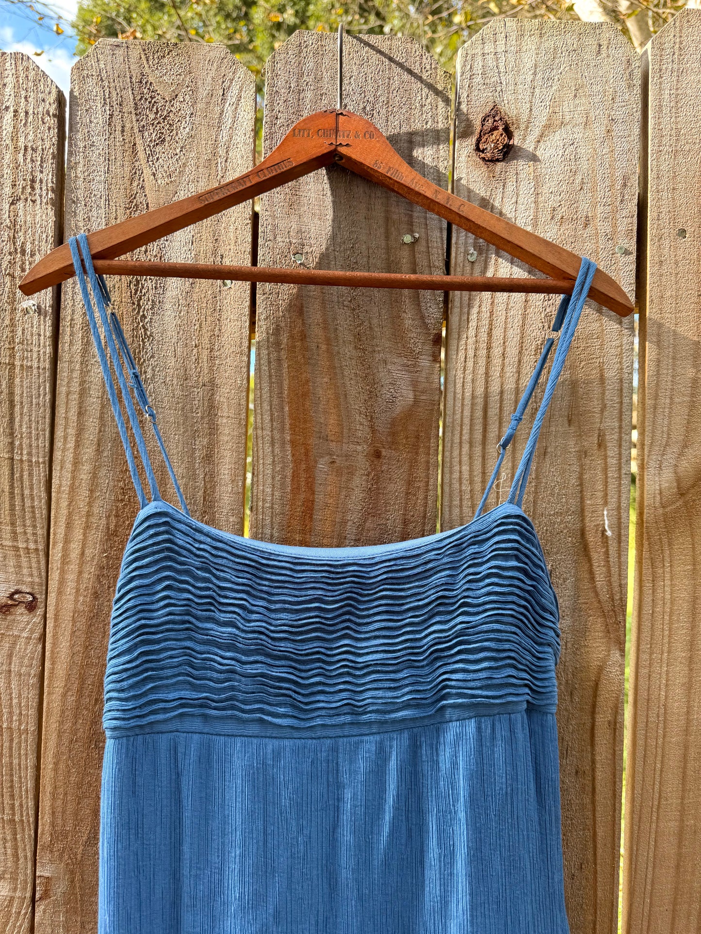 Strappy Shirred Maxi Dress – Deep Sky Blue