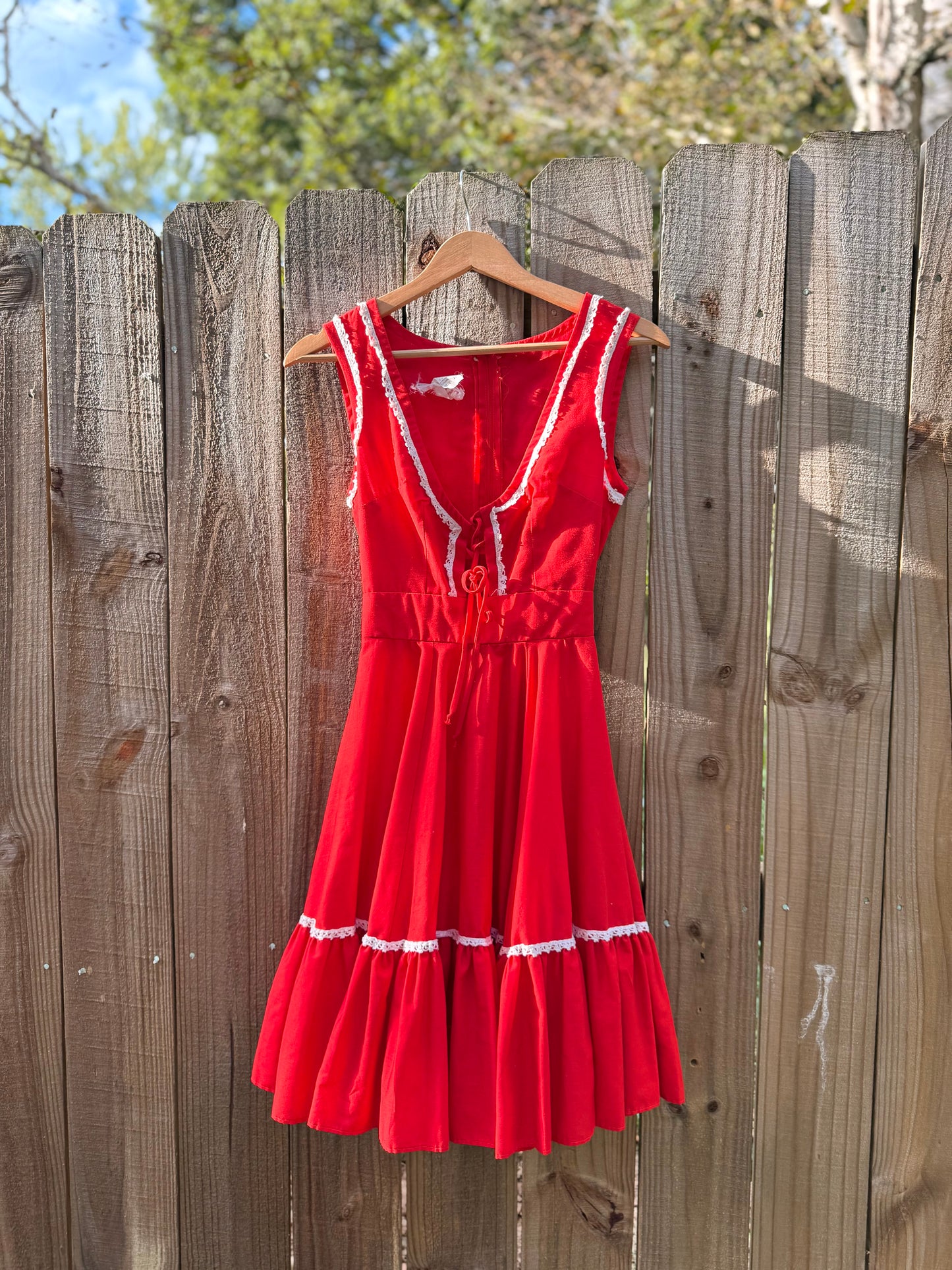 Vintage Red Malco Modes Dress (XS/S) 1950s Western / Rockabilly