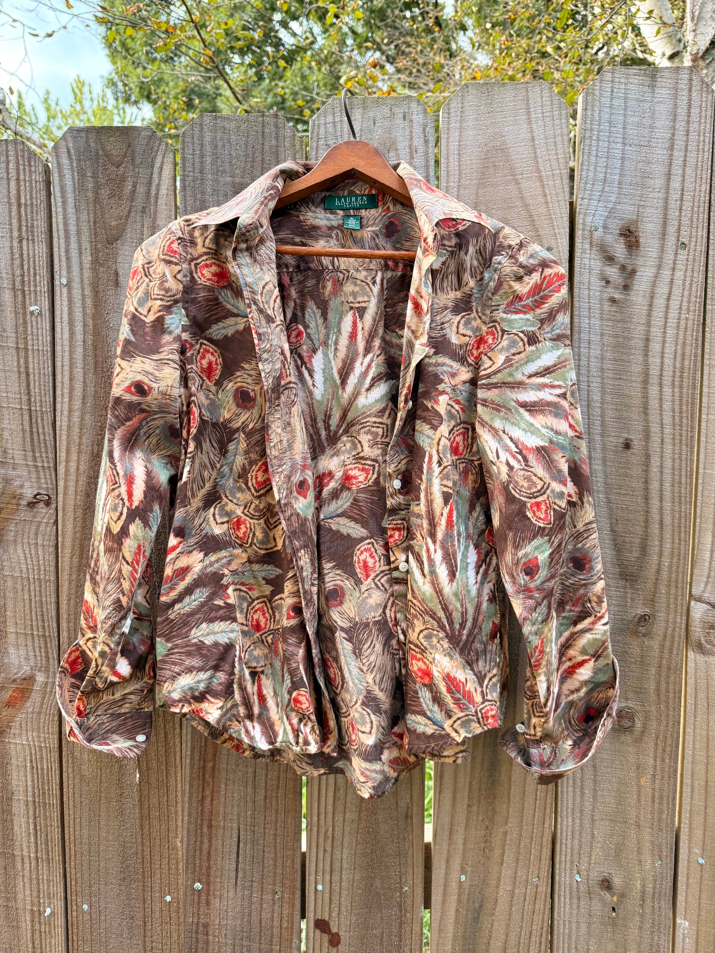 Vintage Ralph Lauren Feather Print Button-Down Shirt / Western