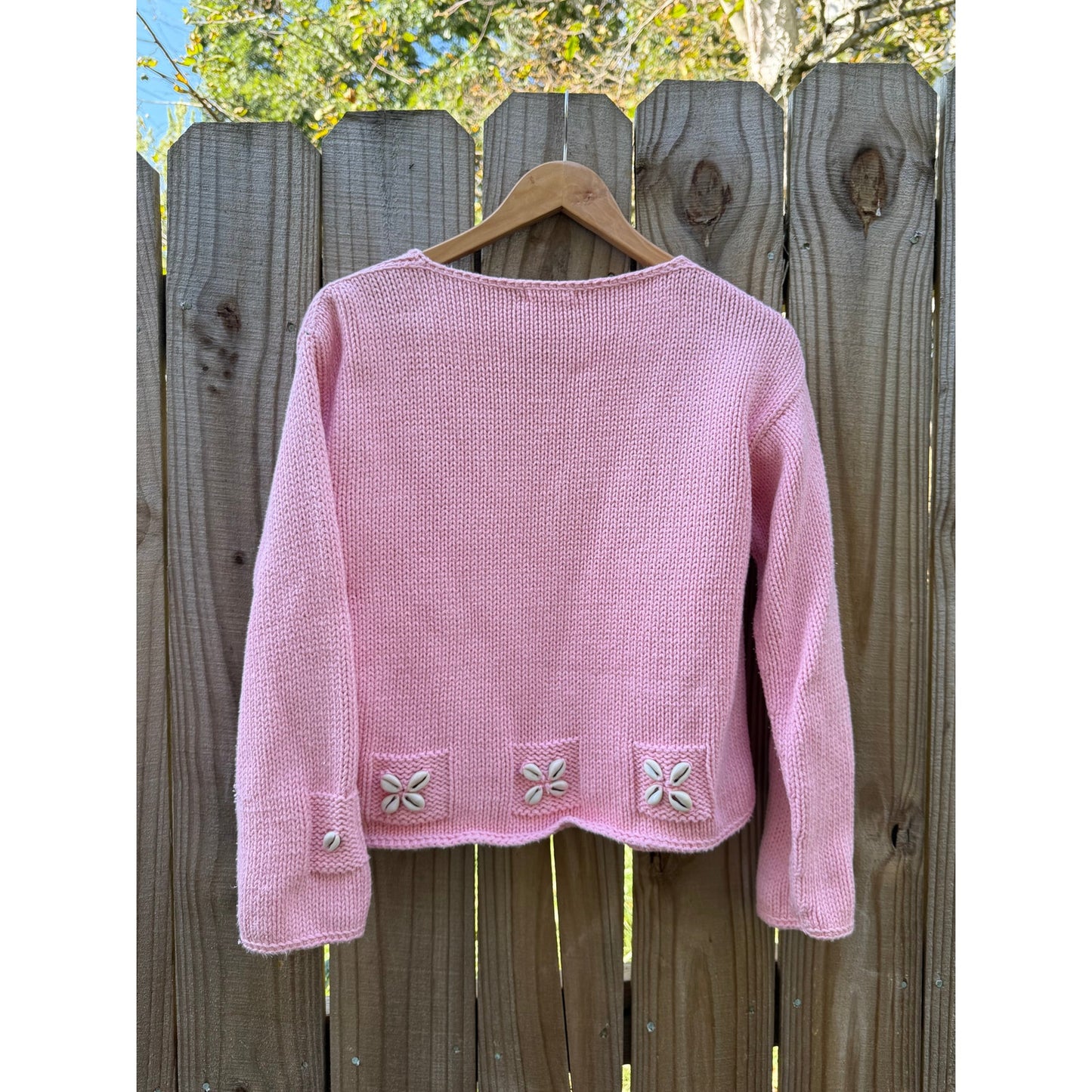 Cowrie Shell Knit Sweater — Bubblegum Pink 90s Surf / Coastal Cowboy
