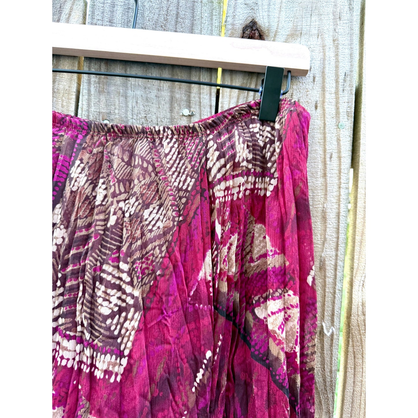 Bohemian Sunset Pleated Maxi Skirt Red