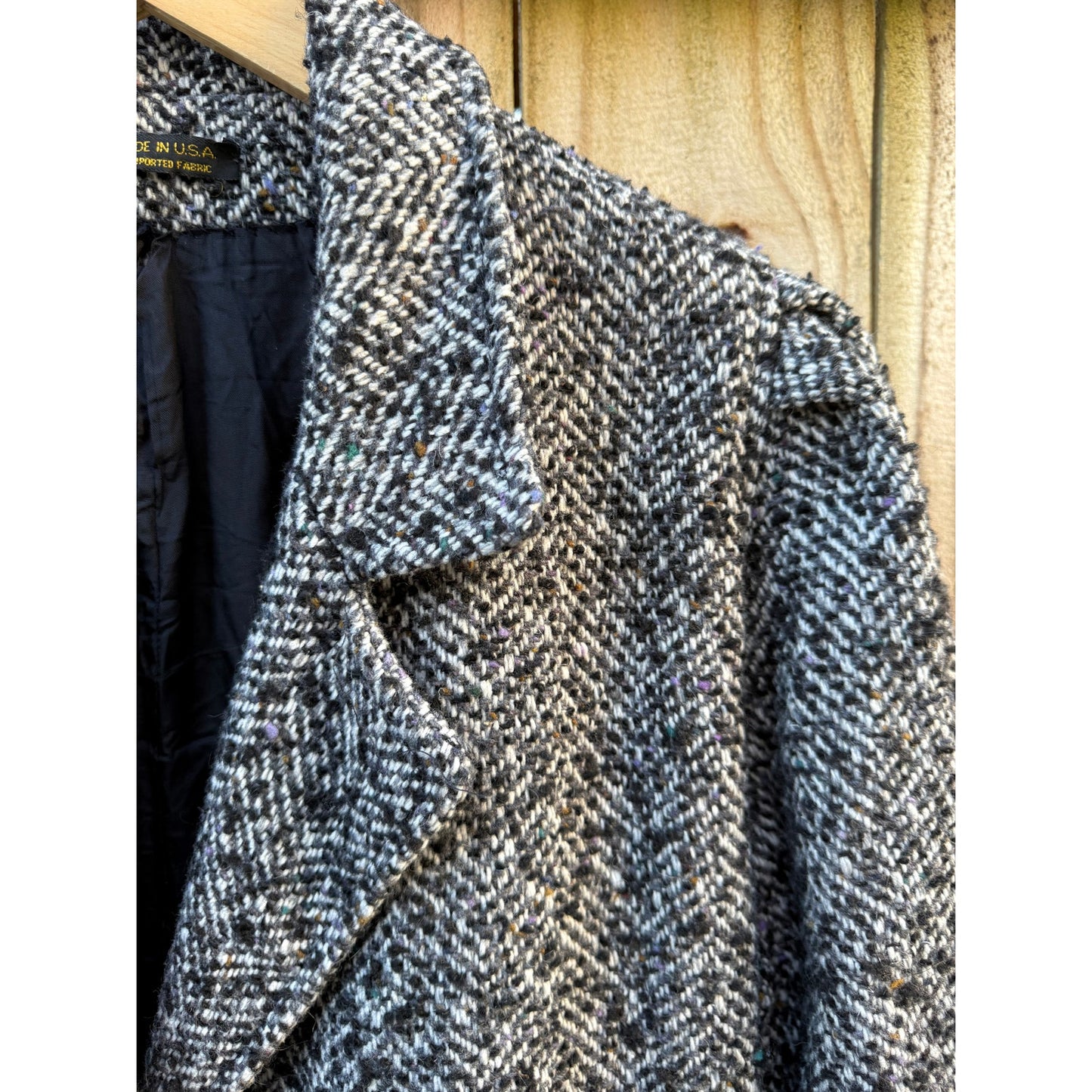 Vintage Longline Wool Tweed Coat Oversized