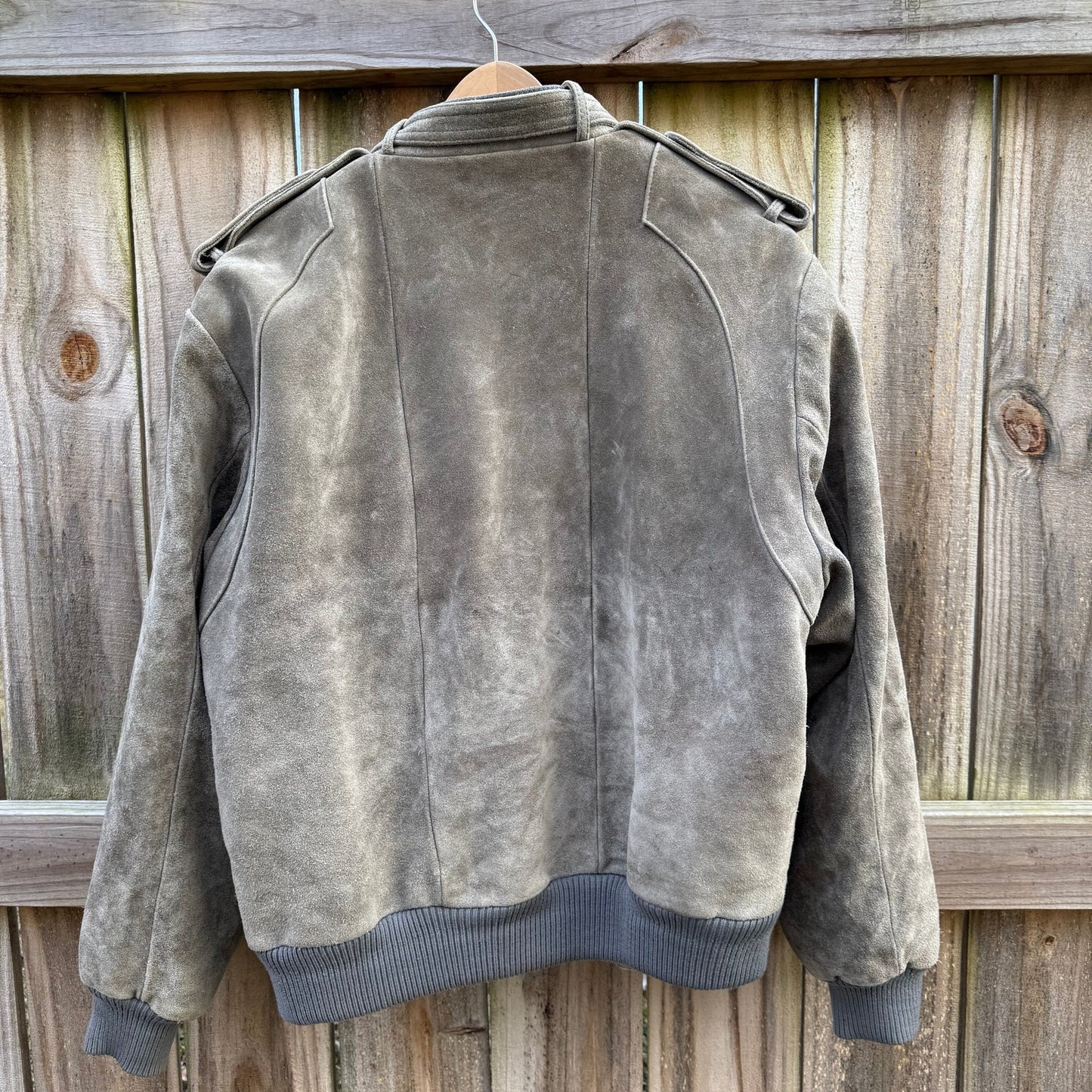 Vintage Alviero Suede Bomber - Slate Gray - Leather Jacket