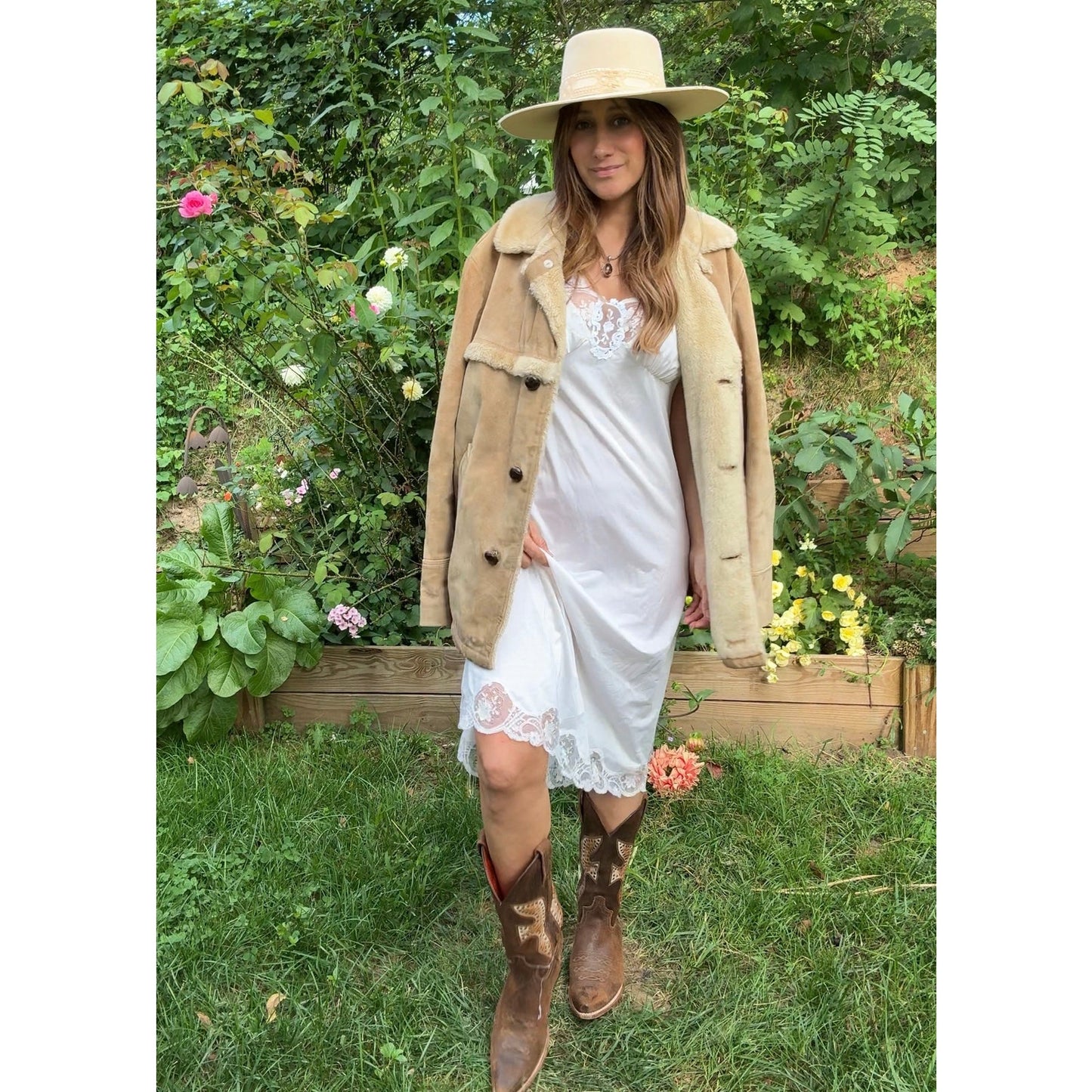 Vintage Ivory Lace Slip Dress