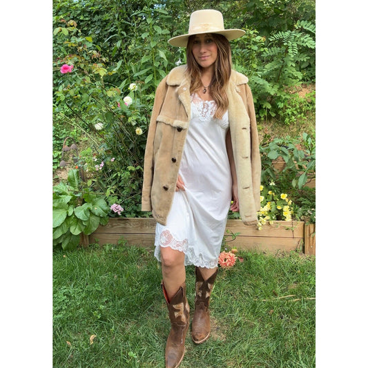 Vintage Ivory Lace Slip Dress