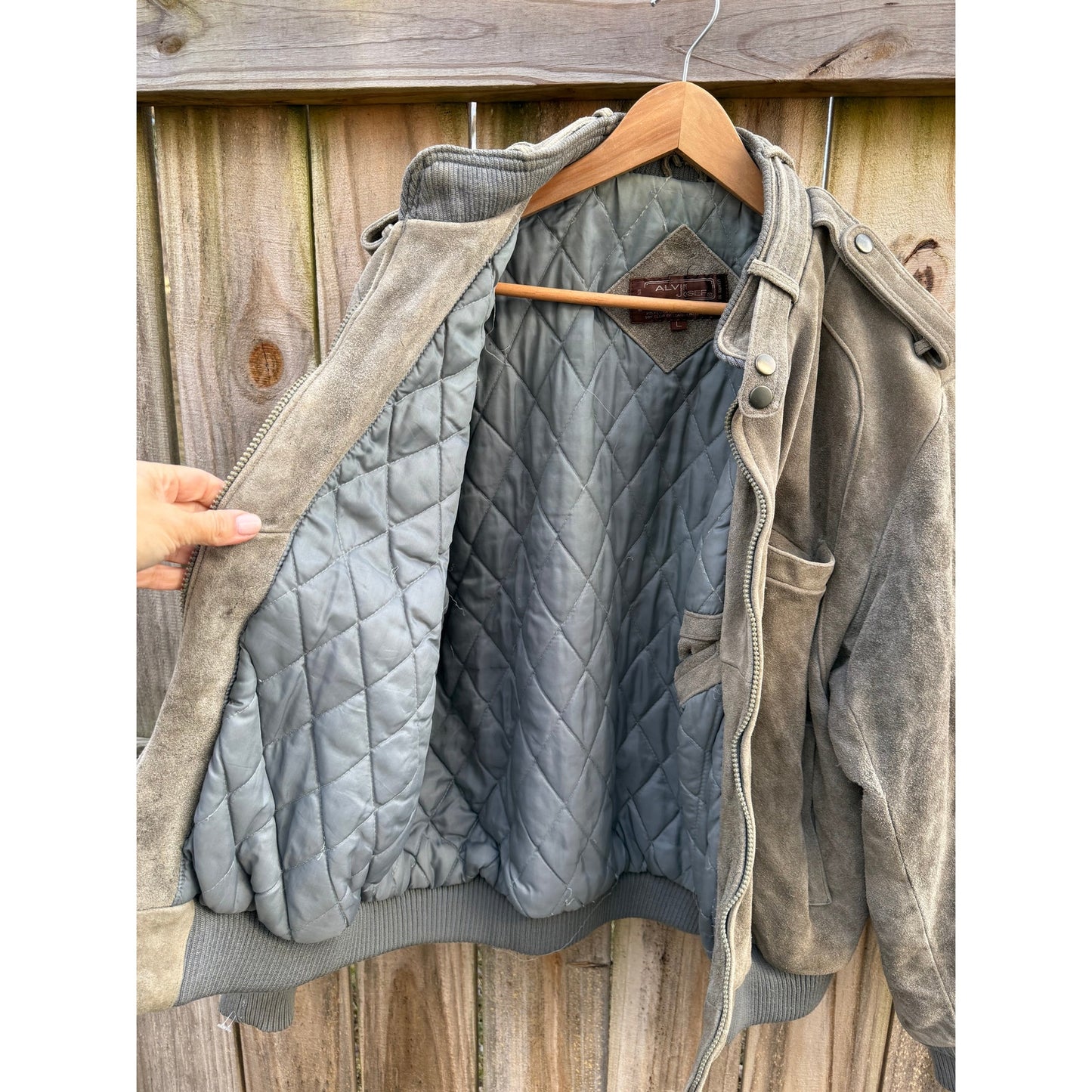 Vintage Alviero Suede Bomber - Slate Gray - Leather Jacket