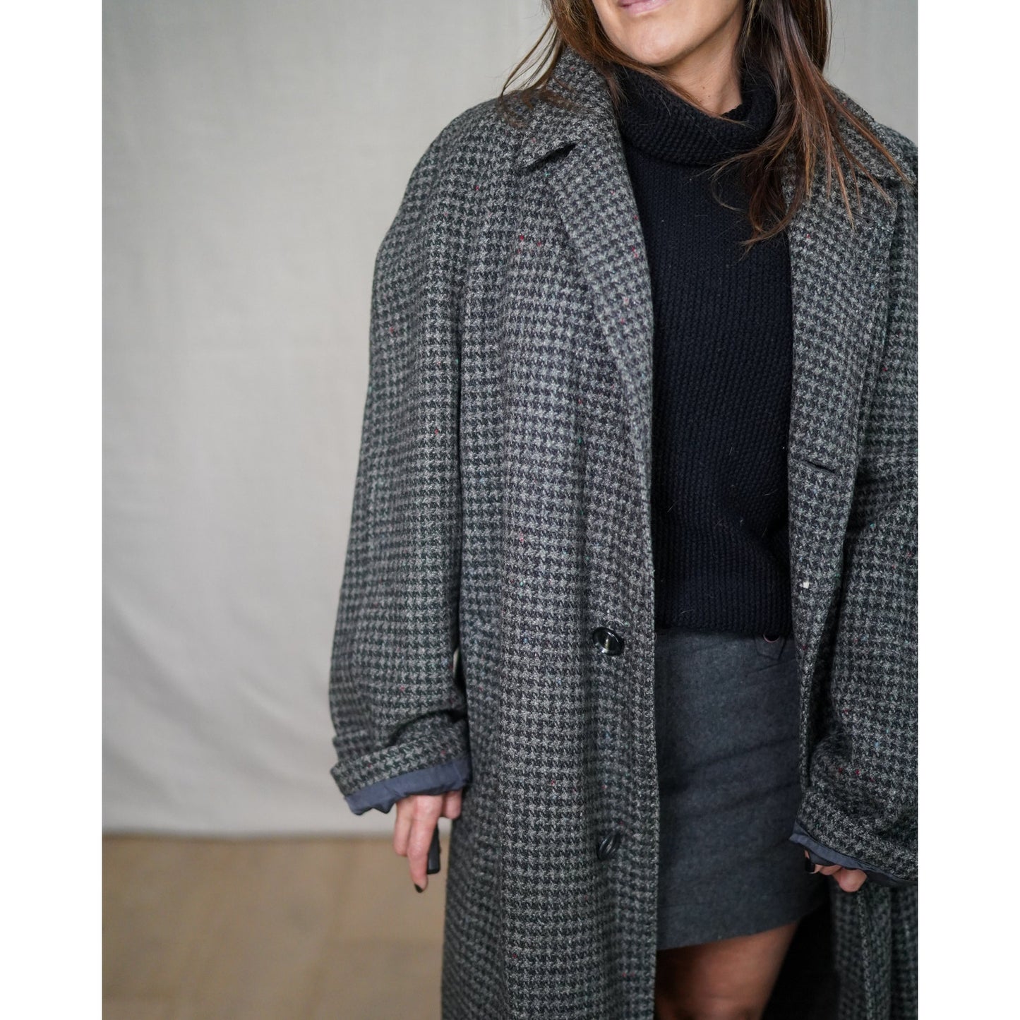 Vintage Harris Tweed Longline Wool Coat