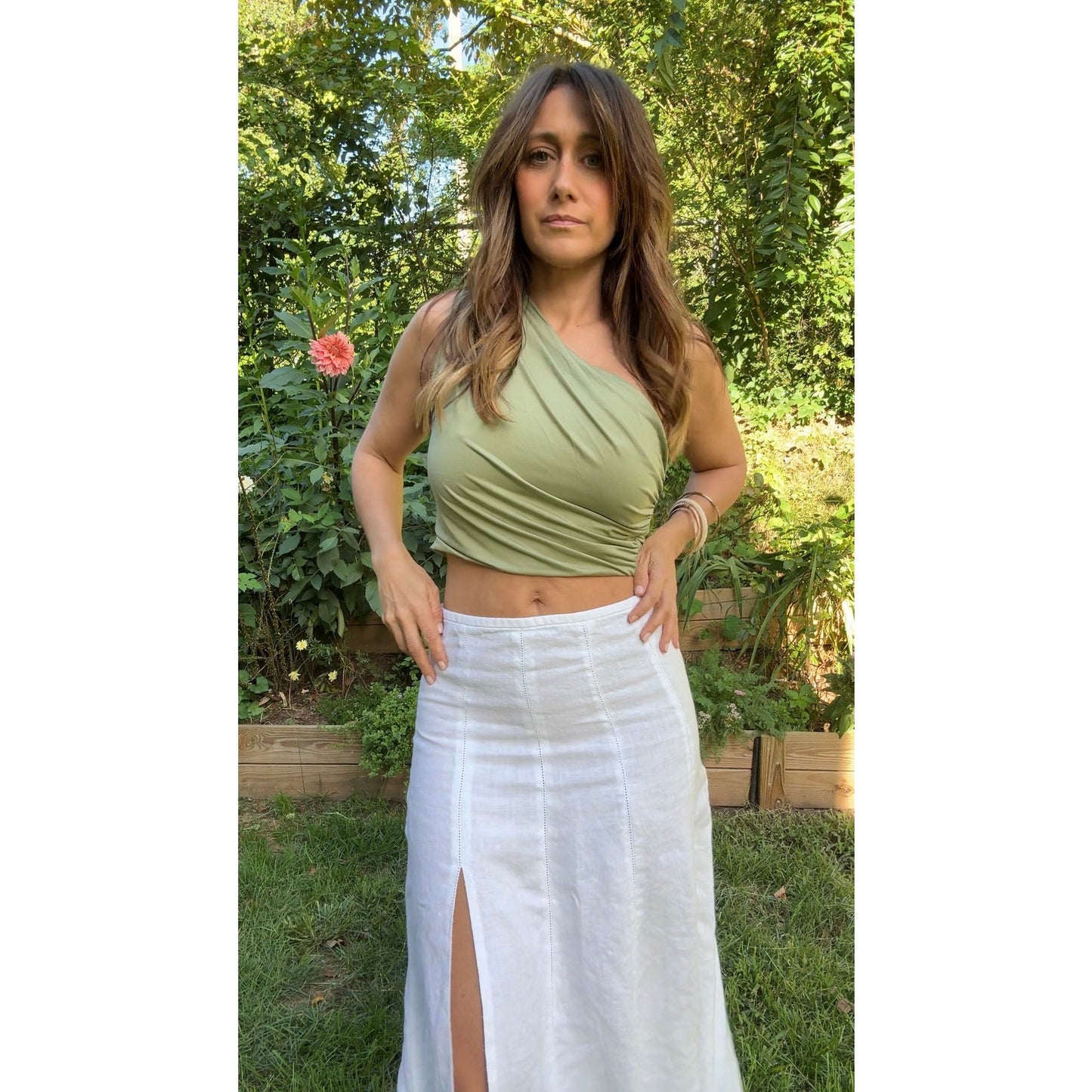 Reworked French Linen Midi Skirt — Sunday Honey Original