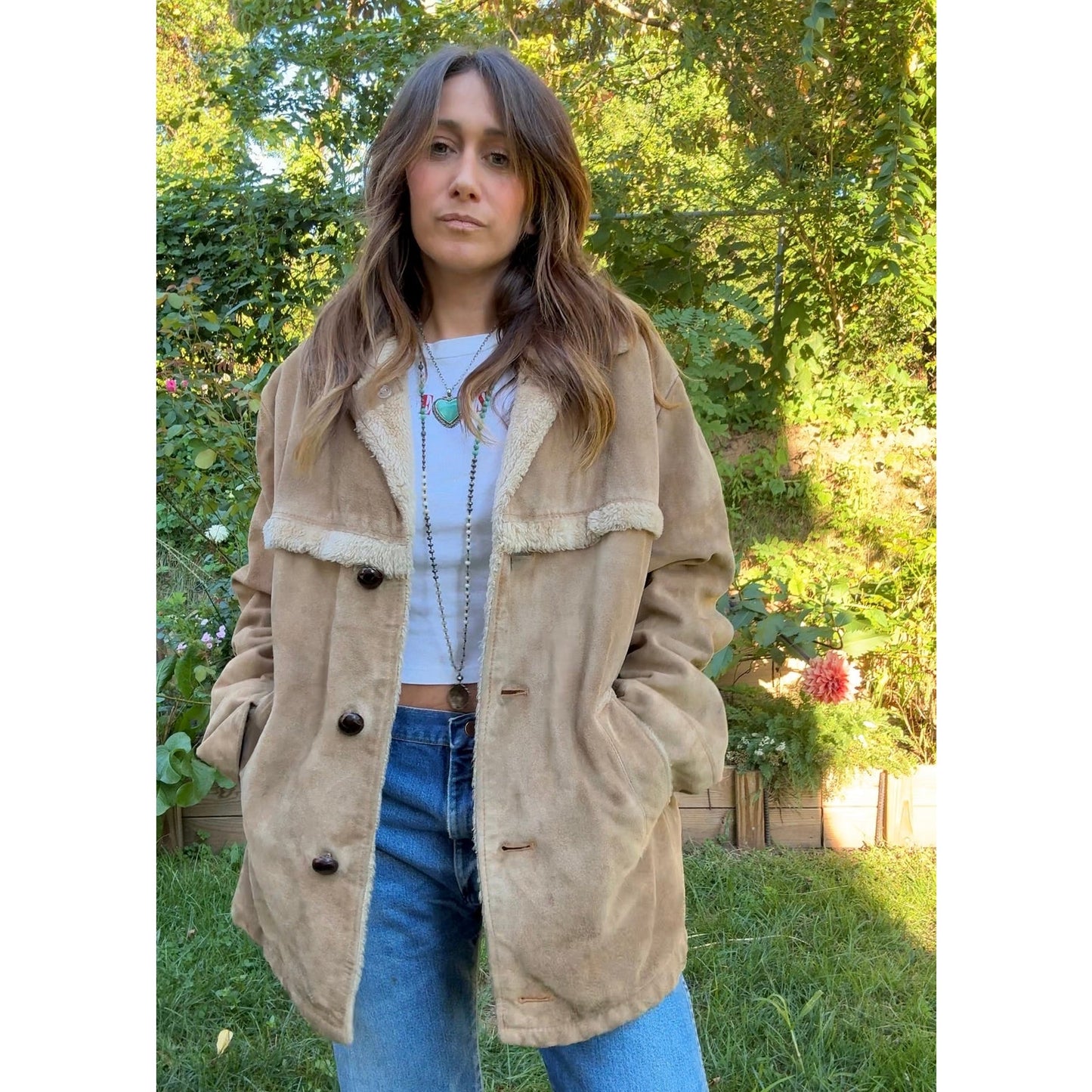 Vintage Shearling Pioneer Wear Coat — Suede &amp; Sherpa (Made in Korea, Albuquerque Label)