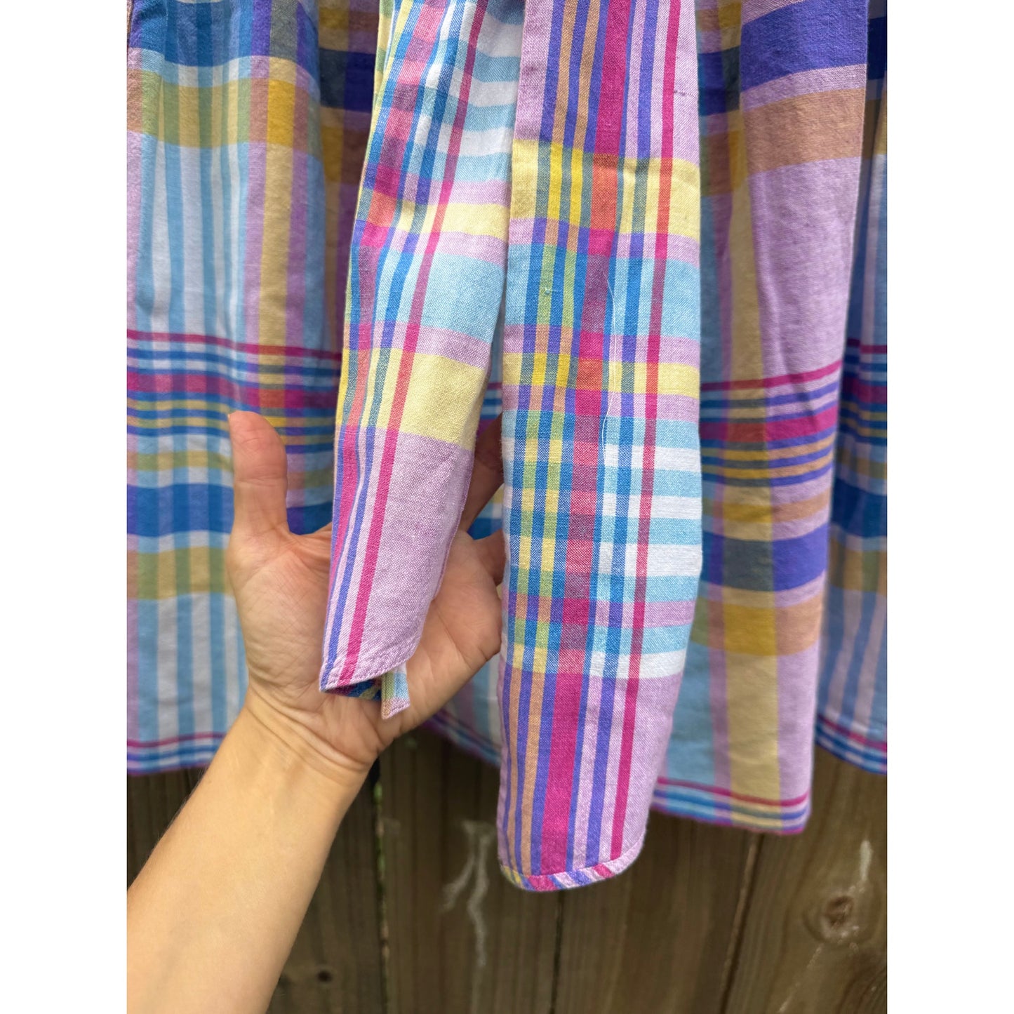 Vintage Pastel Plaid Cotton Skirt w/ Pockets