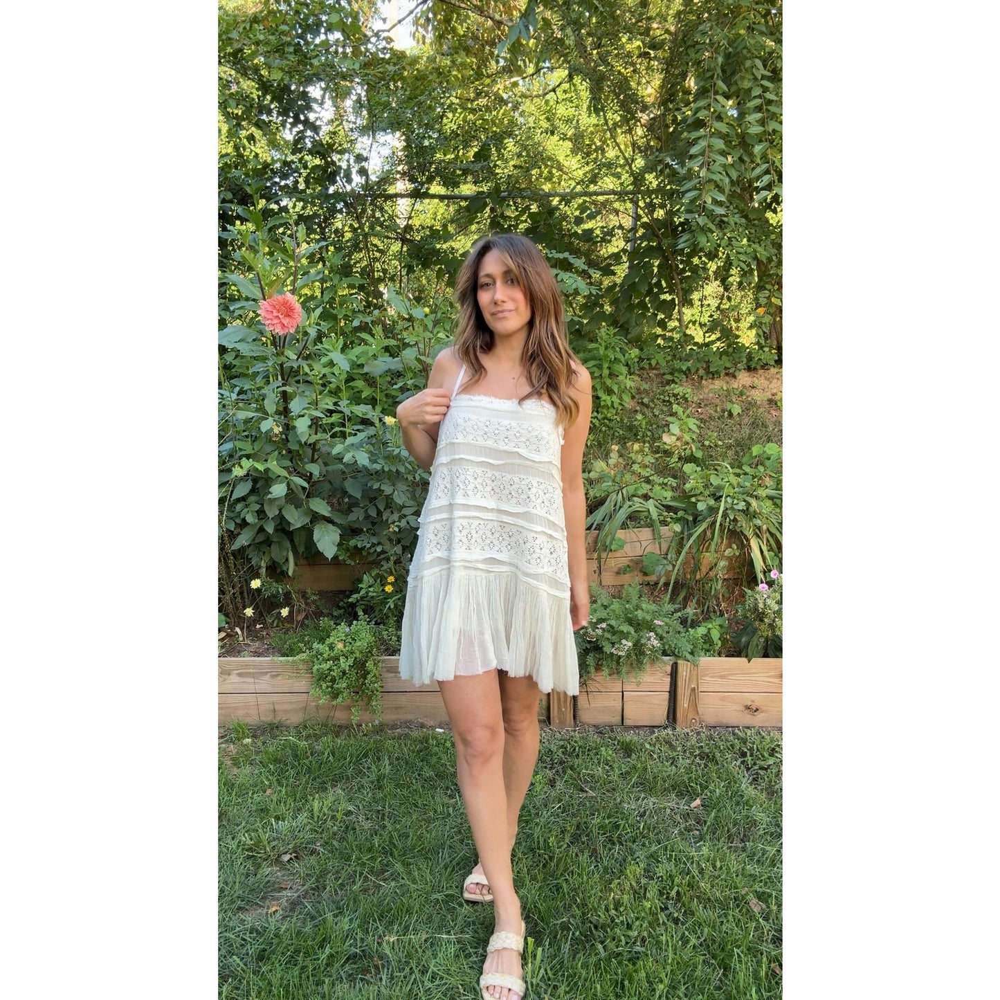 Free People Ivory Lace &amp; Cotton Mini Dress