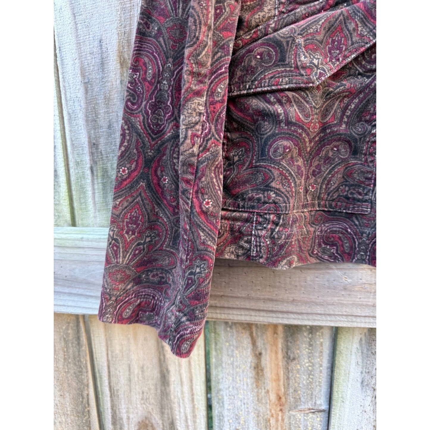 Paisley Corduroy Field Jacket - Burgundy Brown