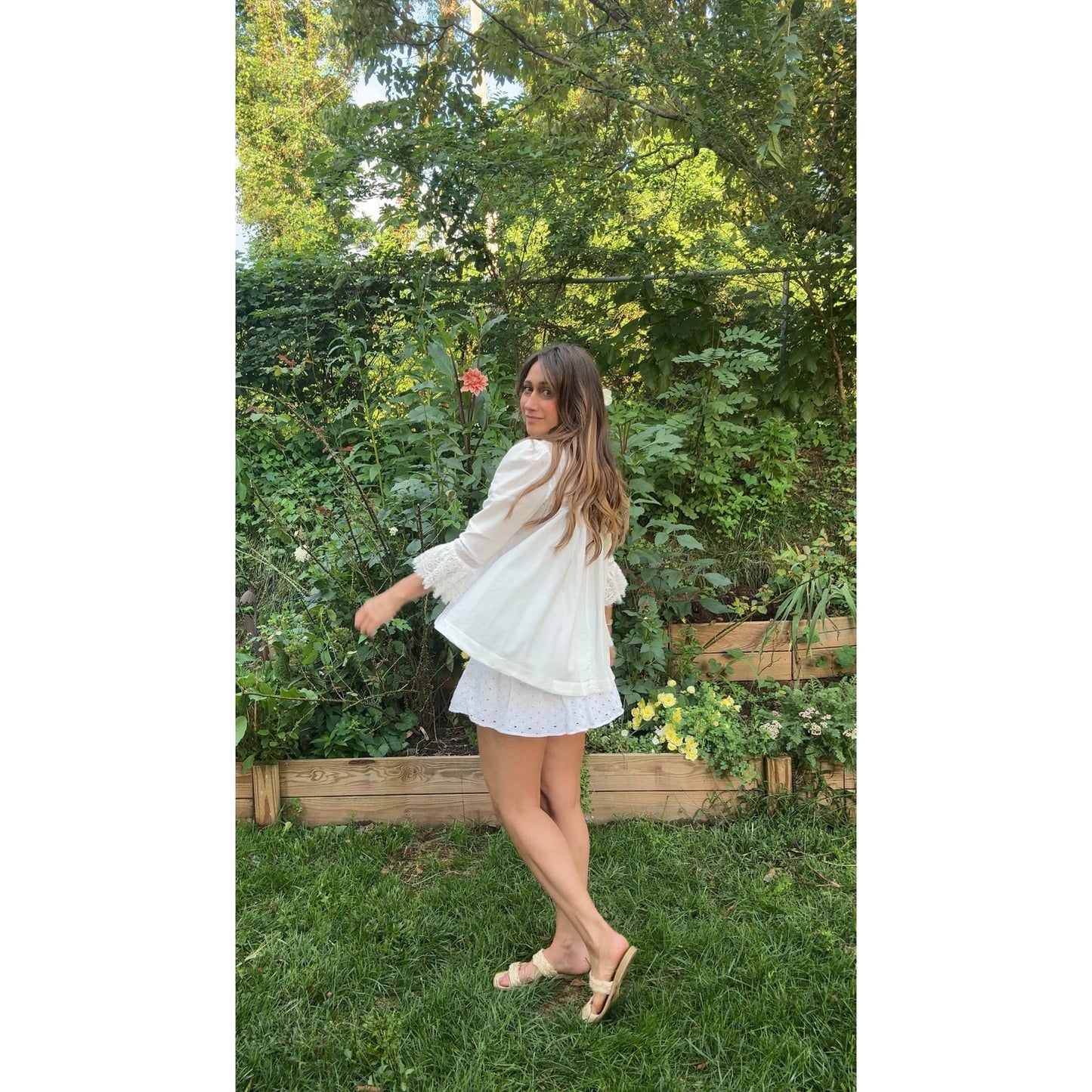 White Eyelet Tiered Mini Skirt