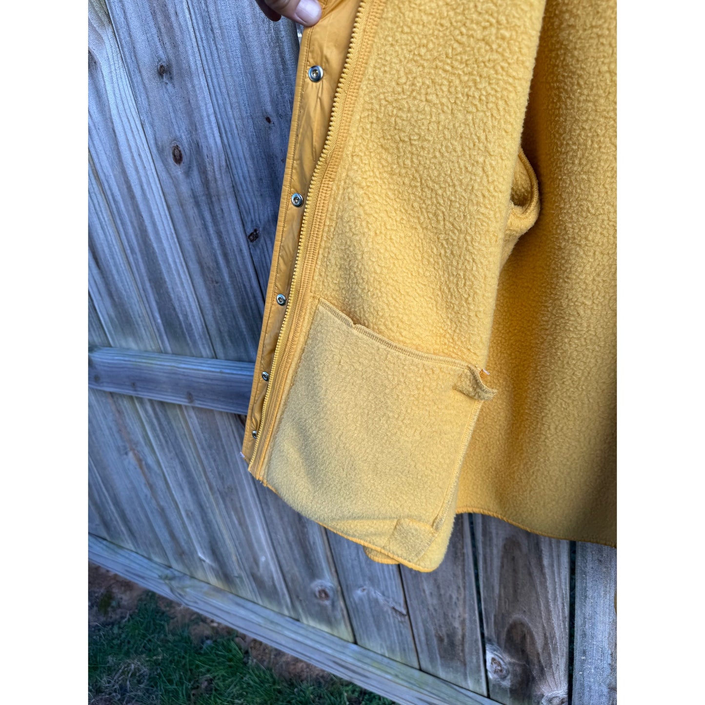 Mustard Yellow Fleece Jacket / Snap Front / Minimal Outdoor Layer