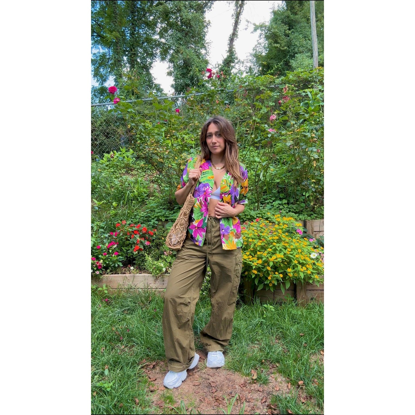 Vintage Pendleton Petite Hawaiian Floral Button-Up Shirt Hipster 90s