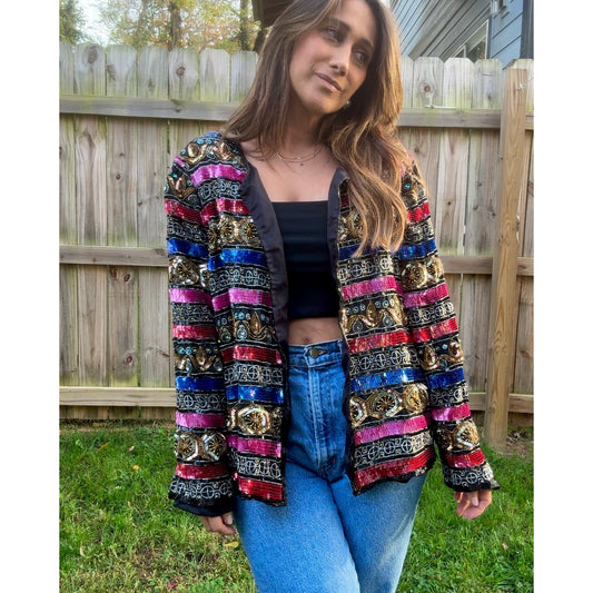 Vintage Silk Beaded Couture Jacket (80s/90s Runway Energy)