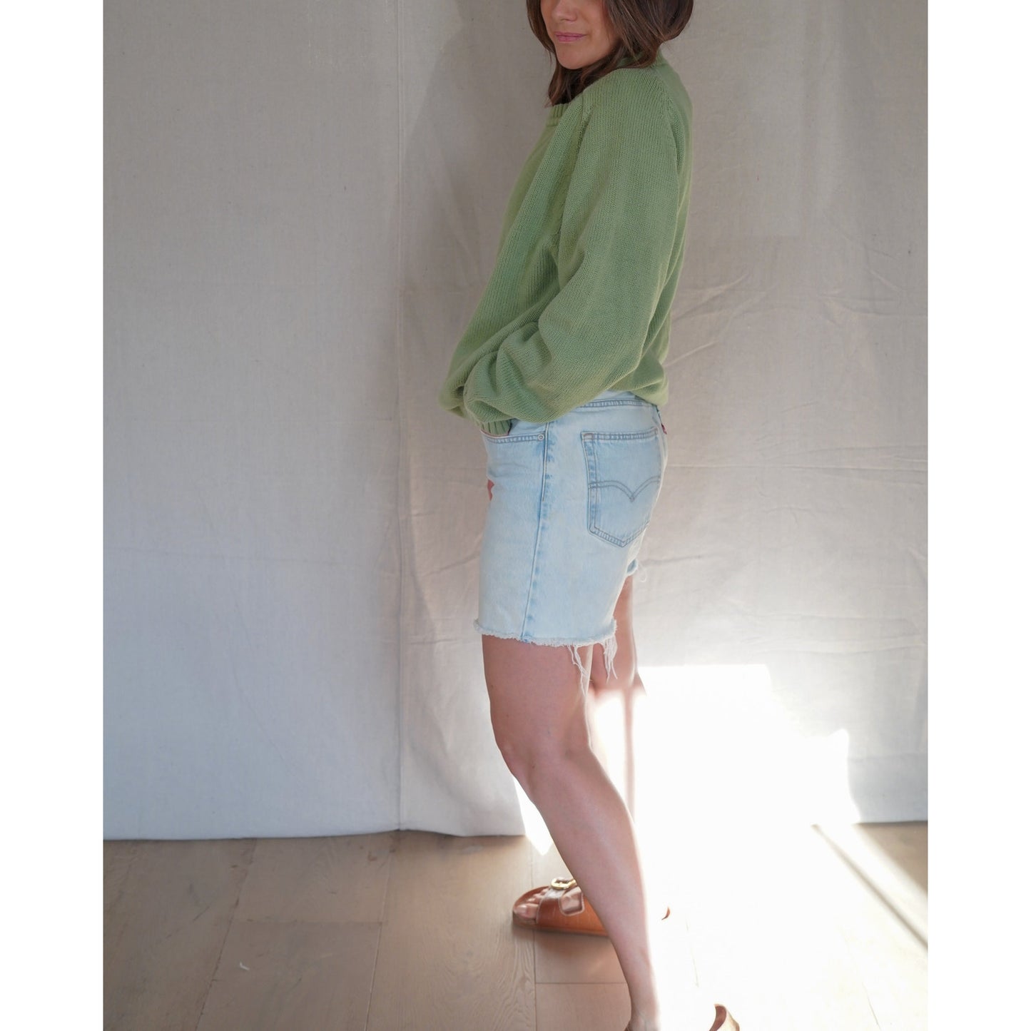 St. John’s Bay Cotton Crewneck Sweater – Soft Olive – Size M