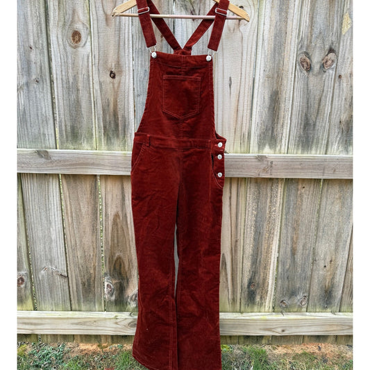 Vintage-Inspired Rust Corduroy Overalls