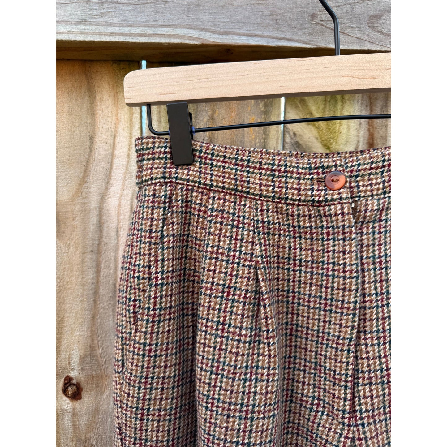 Vintage Joan Leslie Plaid Wool Trousers / Cropped Tailored Pants / 90s Minimal Prep