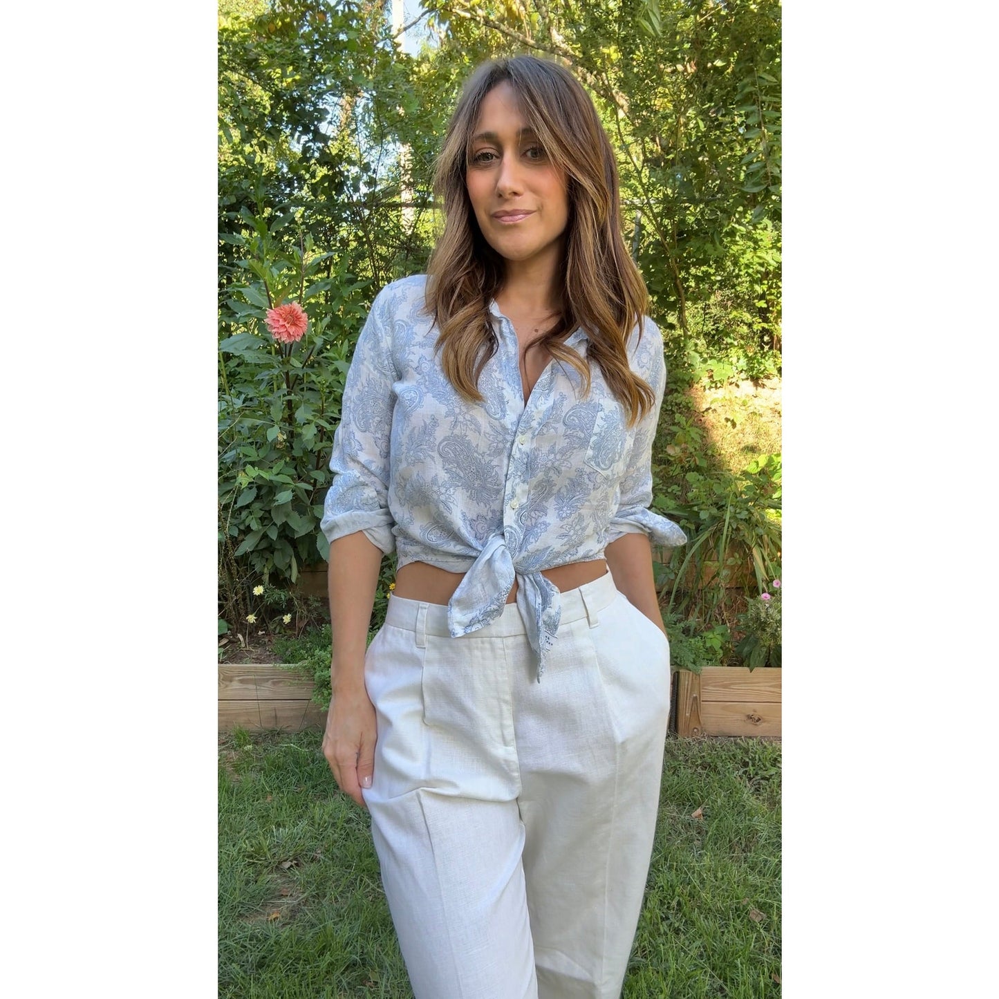 Ivory Linen Pleated Trousers — Sunday Honey Original