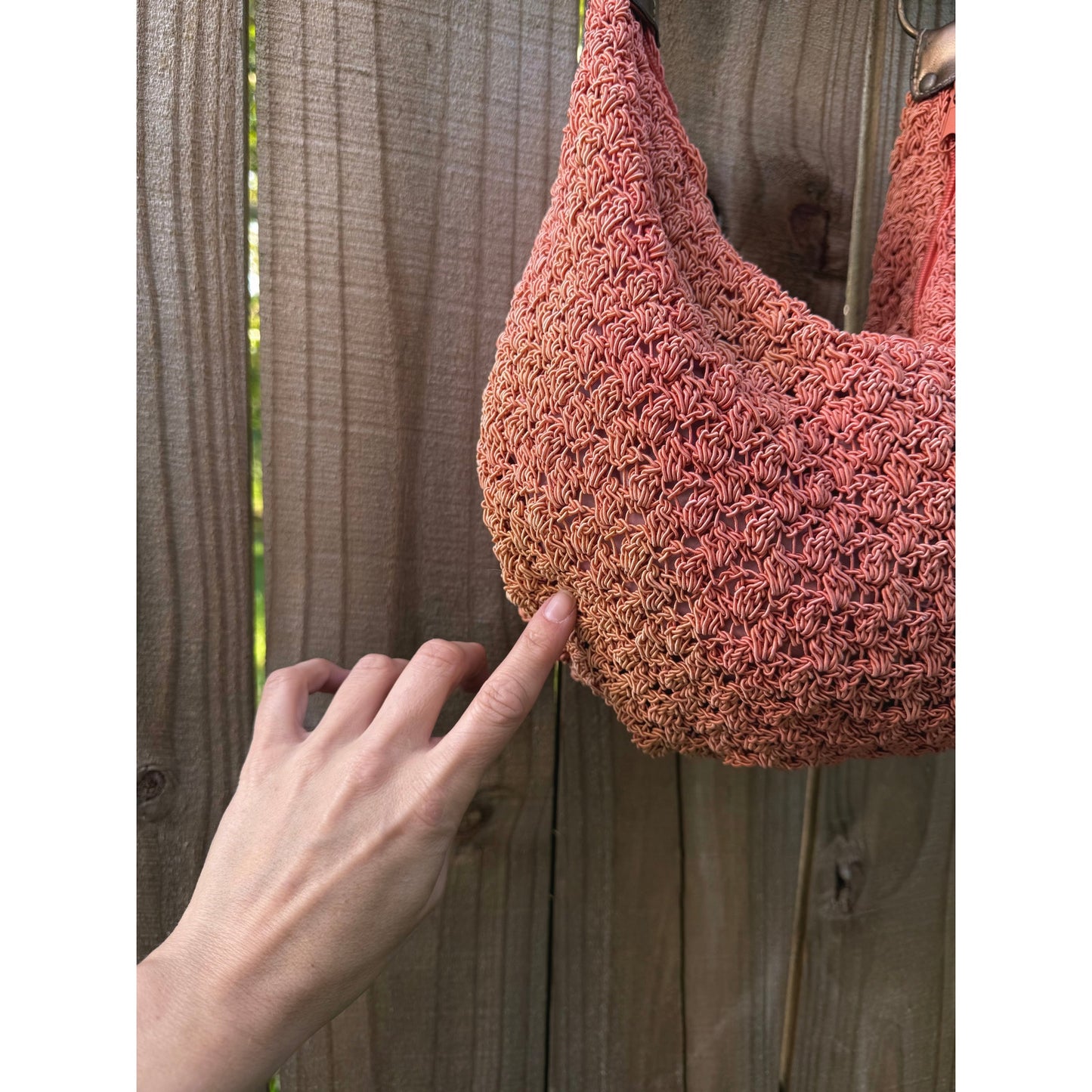 Frankie & Johnny Y2K Crochet Hobo Bag with Metallic Strap