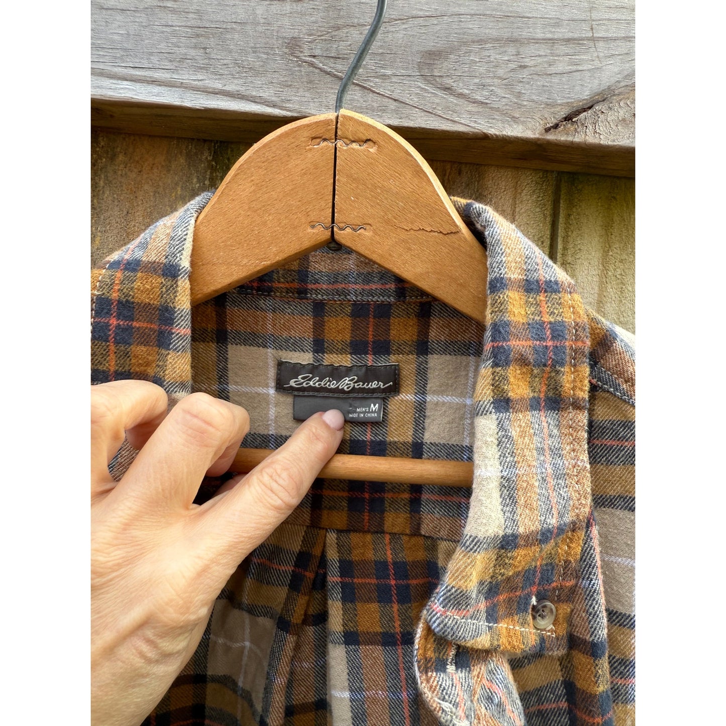 Eddie Bauer Plaid Flannel Shirt – Camel / Rust