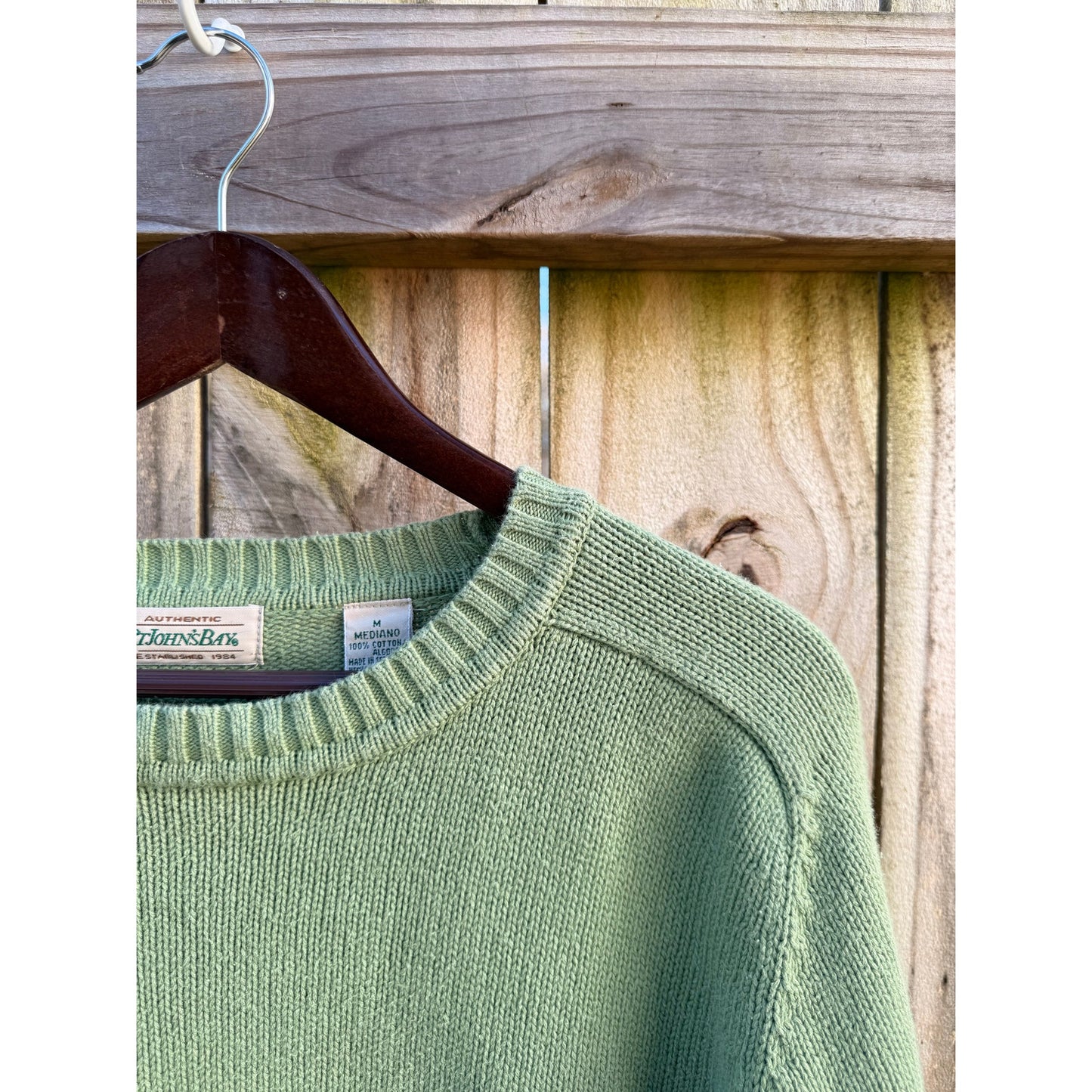 St. John’s Bay Cotton Crewneck Sweater – Soft Olive – Size M