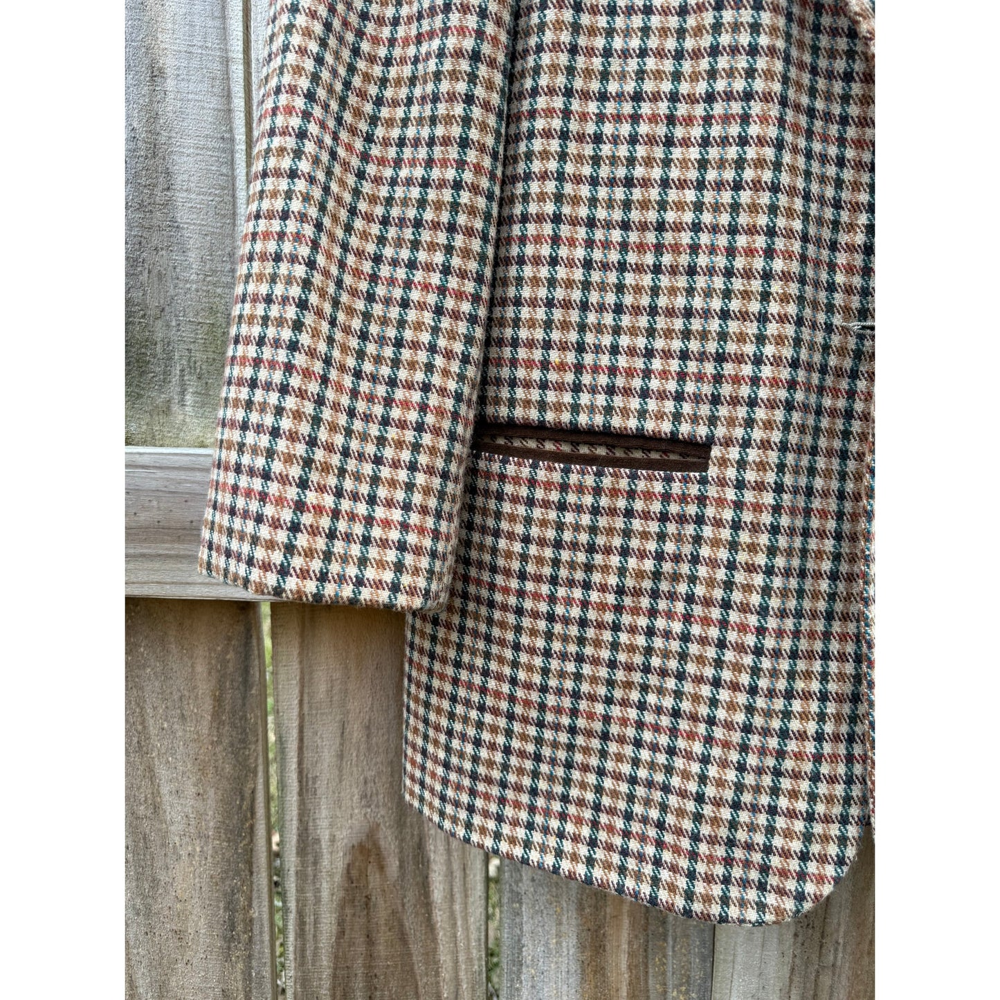 Vintage Sage Harbor Houndstooth Wool Blend Blazer