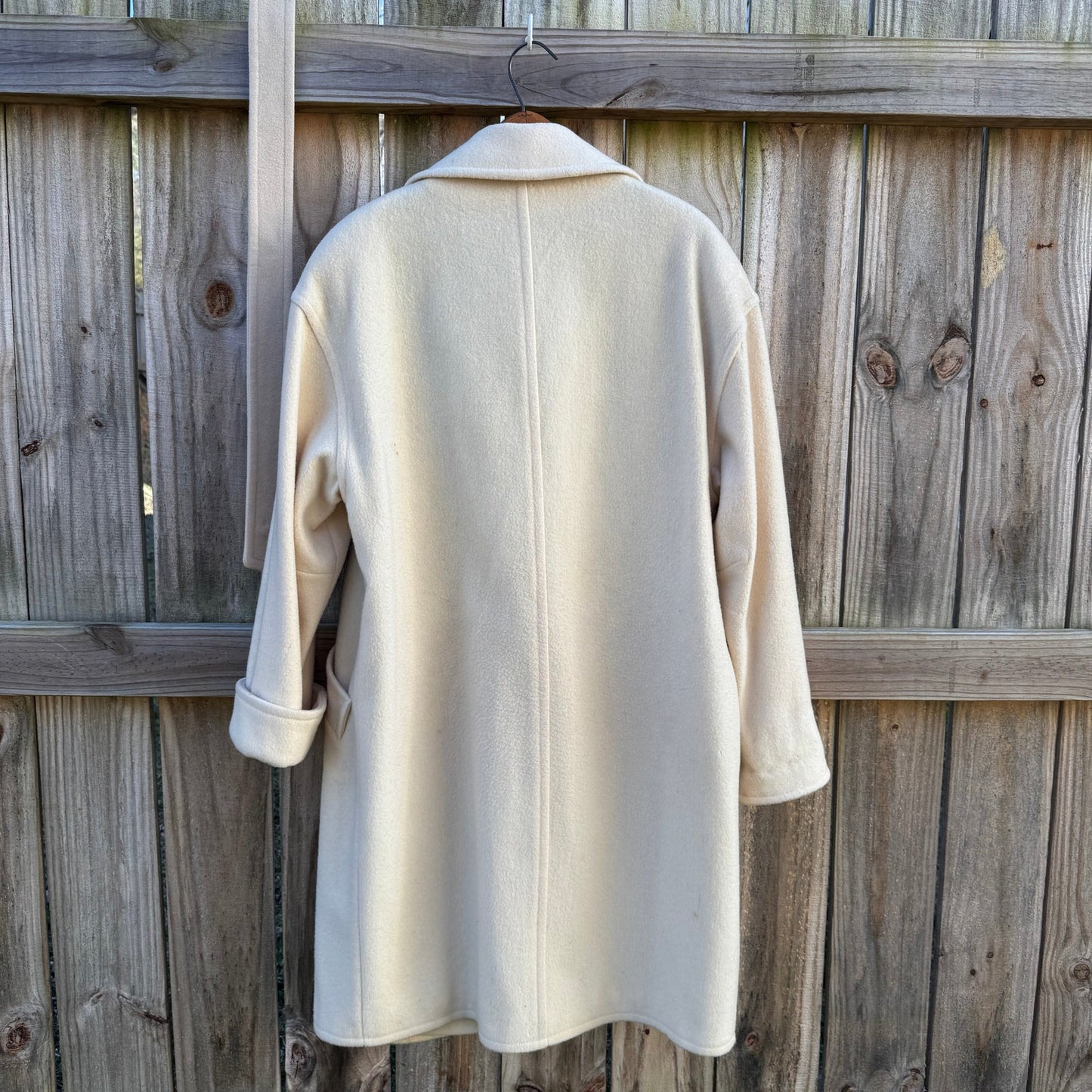 Vintage J.G. Hook Wool Duffle Coat Cream – Toggle Coat, Plaid Lined, Oversized Minimal, USA Made