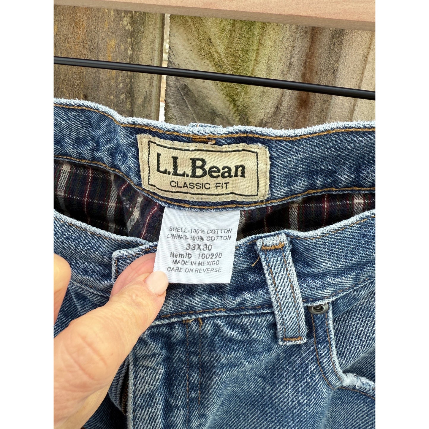 LL Bean Classic Fit Flannel Lined Jeans 33x30 Straight Leg Cuffed