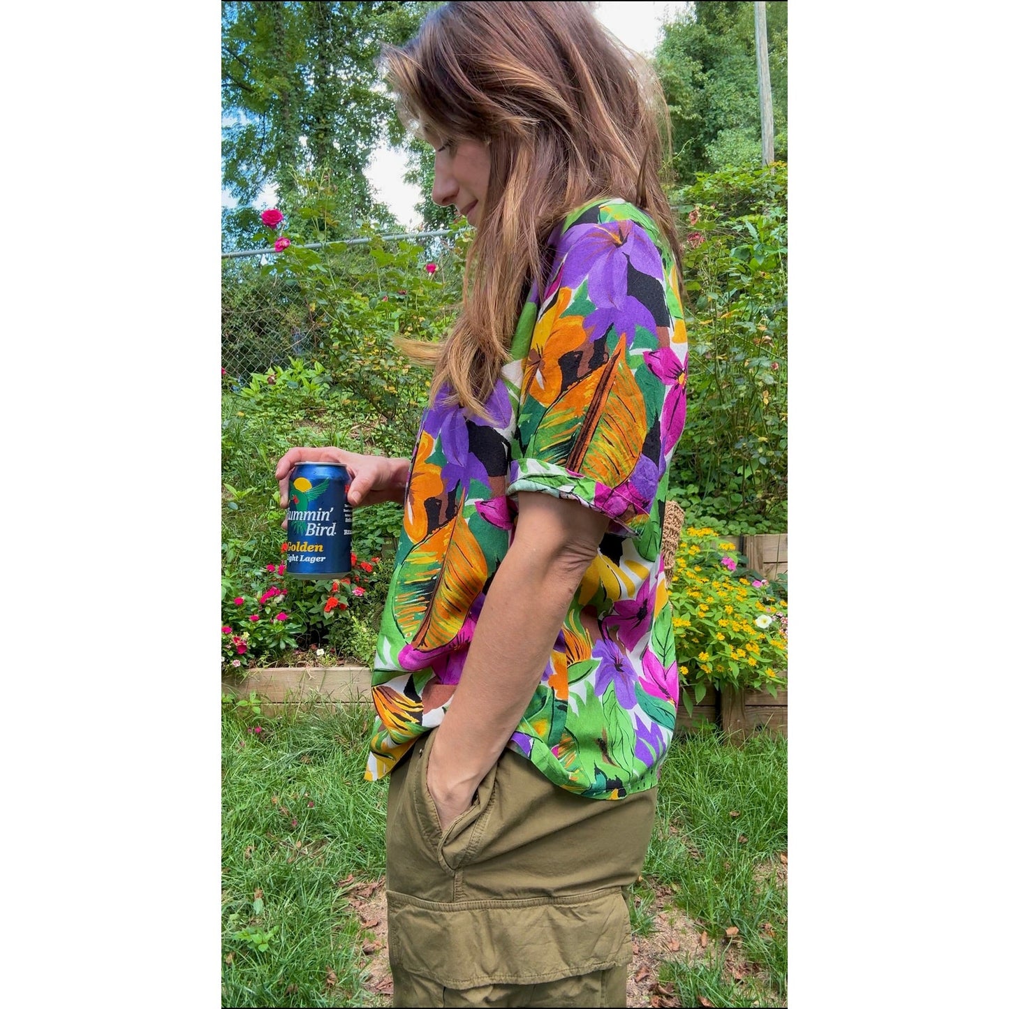 Vintage Pendleton Petite Hawaiian Floral Button-Up Shirt Hipster 90s