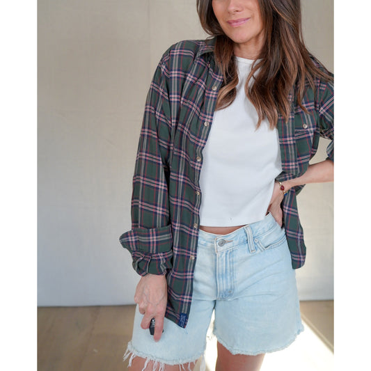 Lands’ End Plaid Cotton Button Down